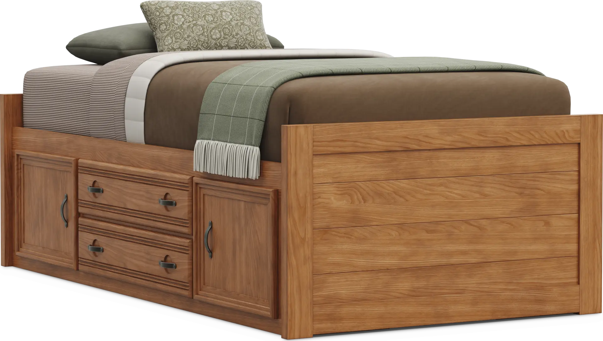Kids Creekside 3.0 Chestnut Color Twin Low Profile Bed with 2 Storage Side Rails