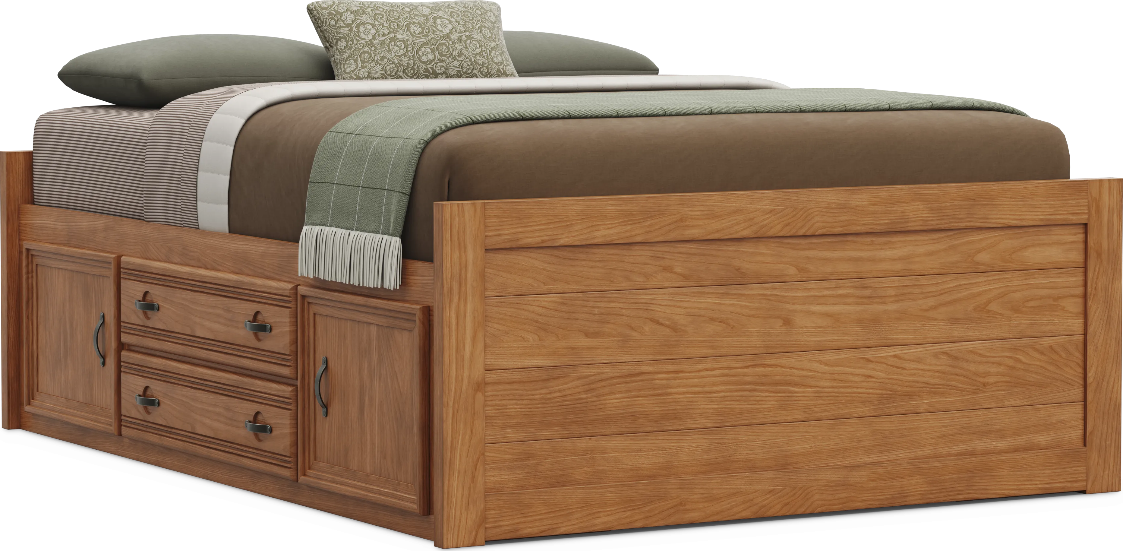 Kids Creekside 3.0 Chestnut Color Full Low Profile Bed with 2 Storage Side Rails - Thumbnail - Image 1