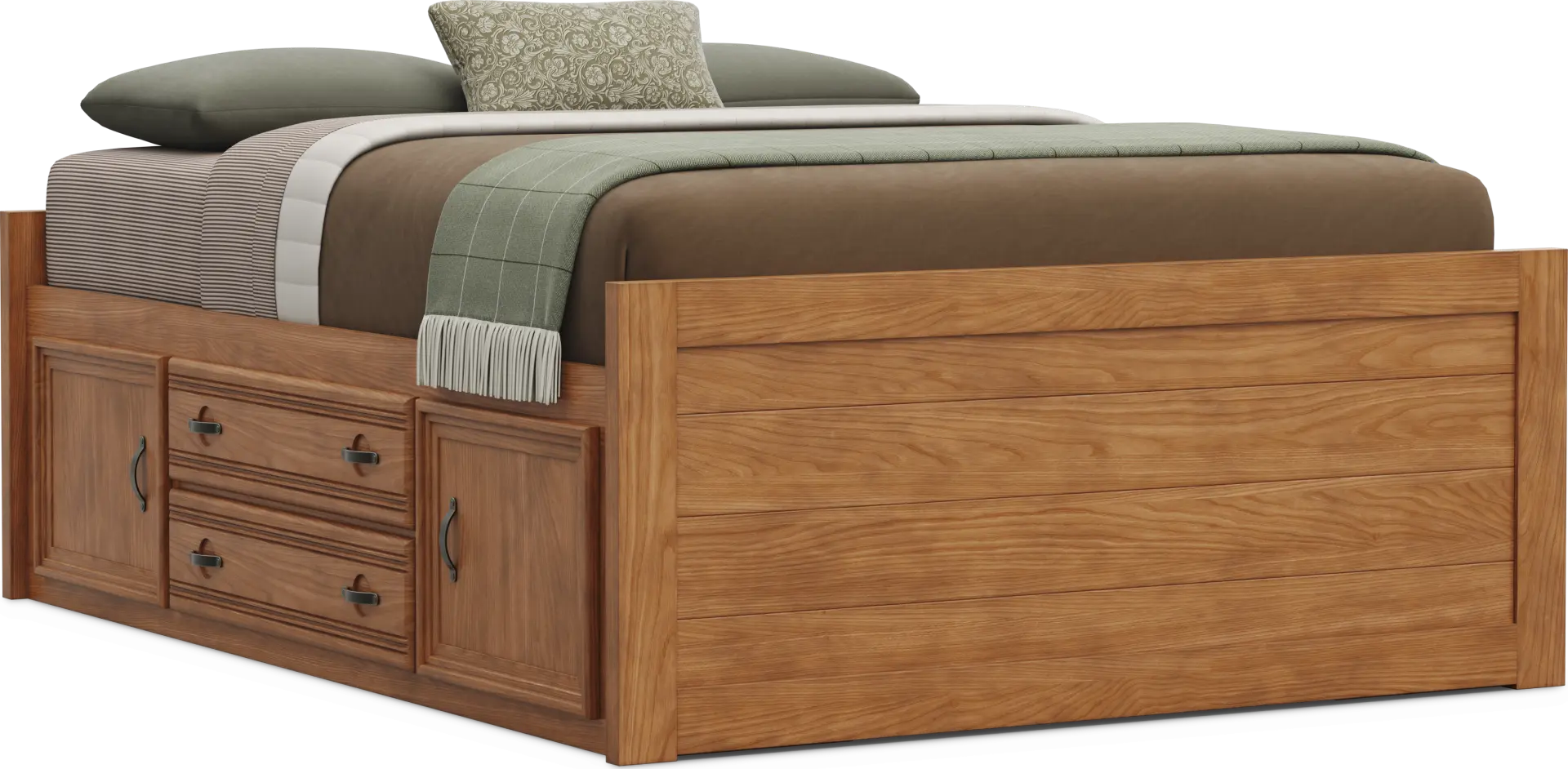 Kids Creekside 3.0 Chestnut Color Full Low Profile Bed with 2 Storage Side Rails