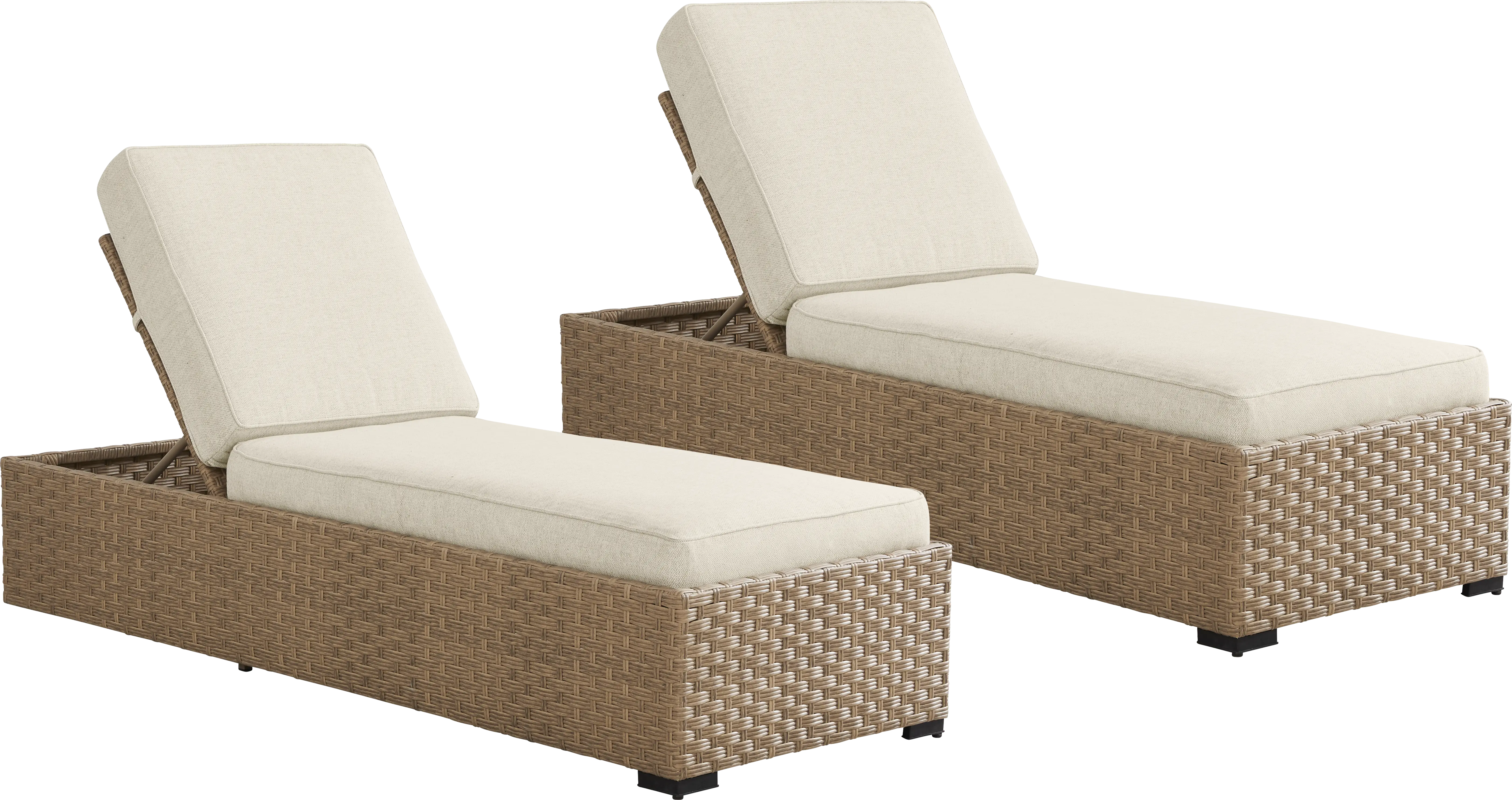 Rialto II Natural Outdoor Chaise with Sand Cushions, Set of 2 - Thumbnail - Image 1