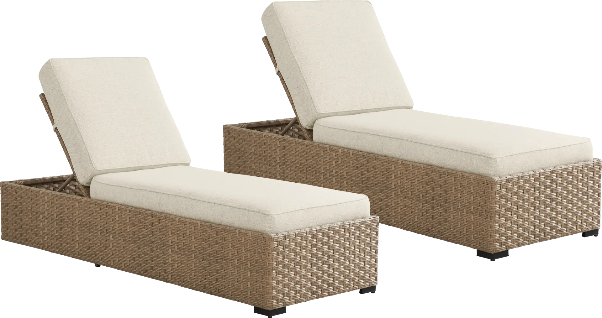 Rialto II Natural Outdoor Chaise with Sand Cushions, Set of 2