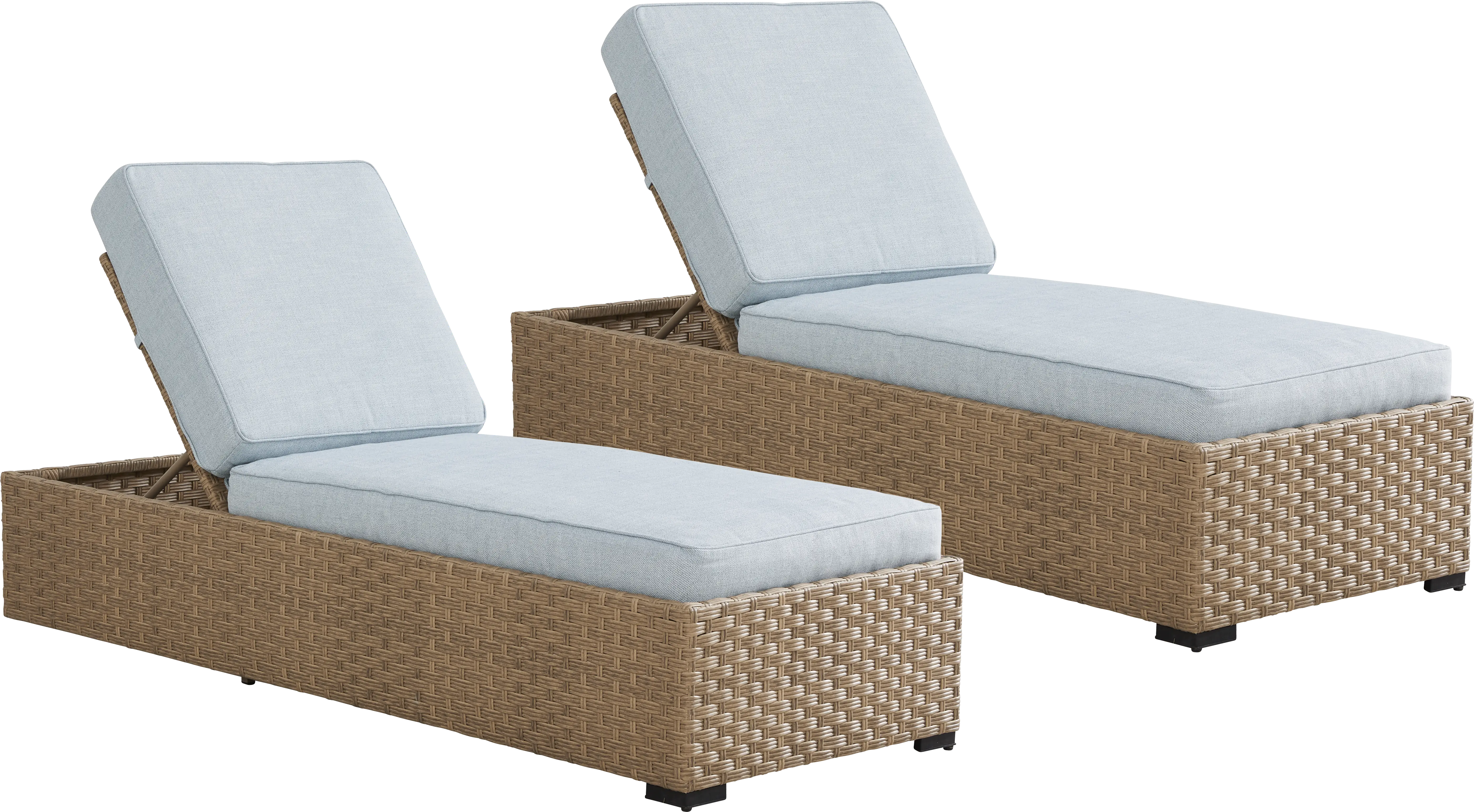 Rialto II Natural Outdoor Chaise with Sky Cushions, Set of 2 - Thumbnail - Image 1