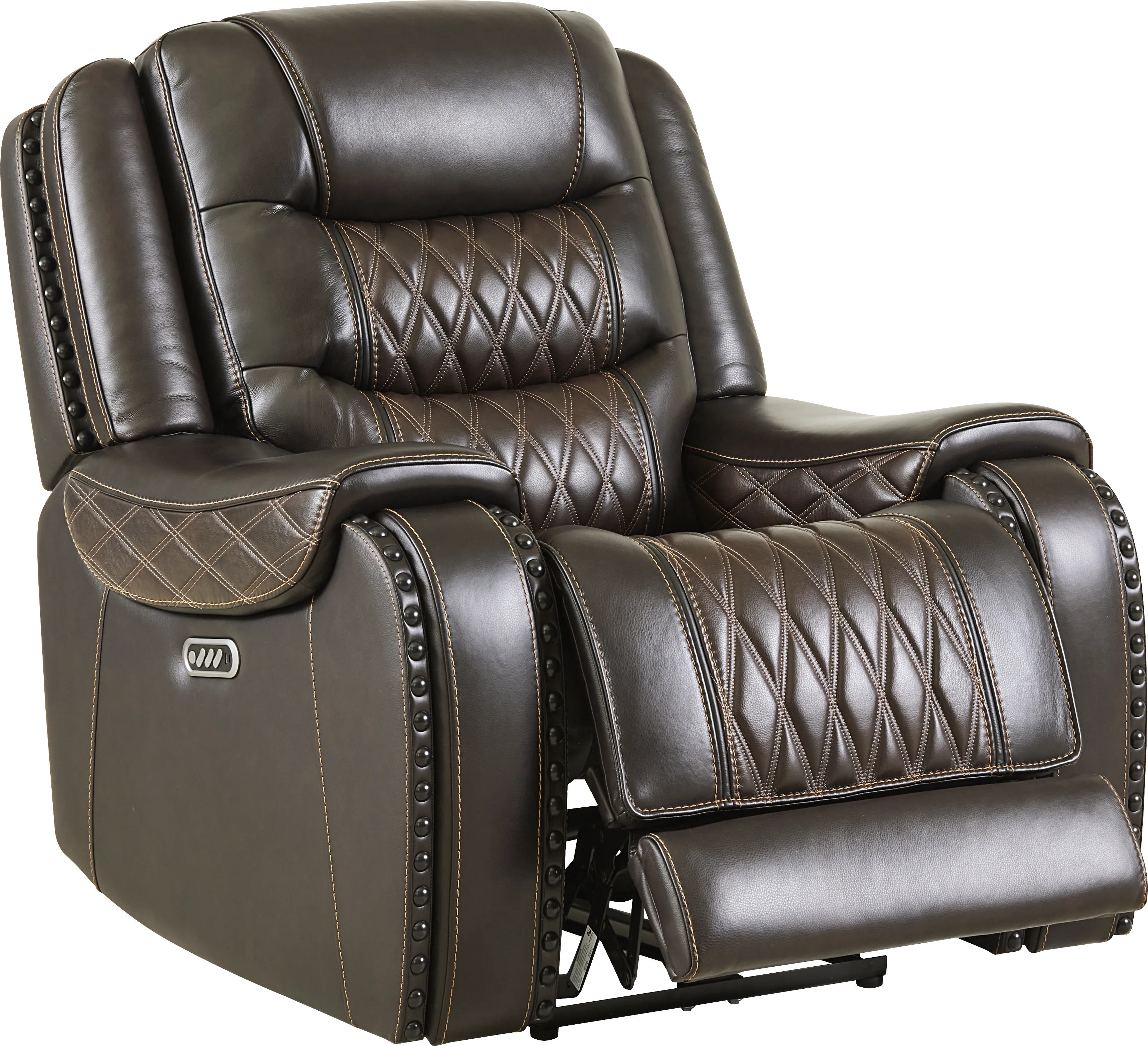 Marquee Brown Leather Triple Power Recliner - Thumbnail - Image 1