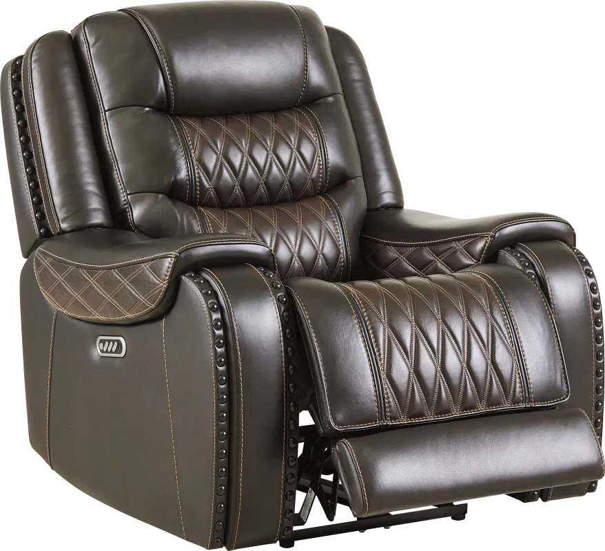 Marquee Brown Leather Triple Power Recliner