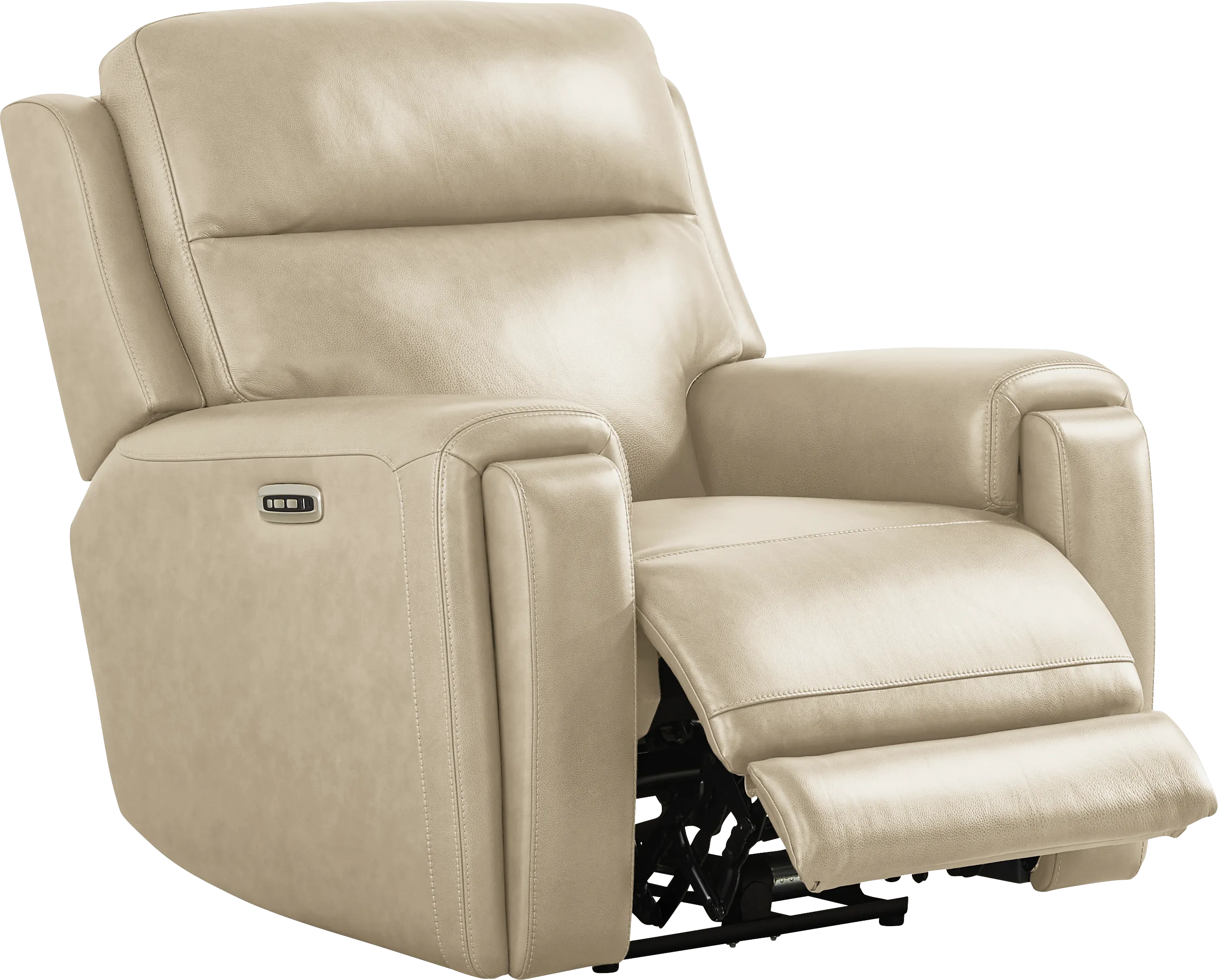 Genesis Beige Leather Dual Power Recliner - Image 1