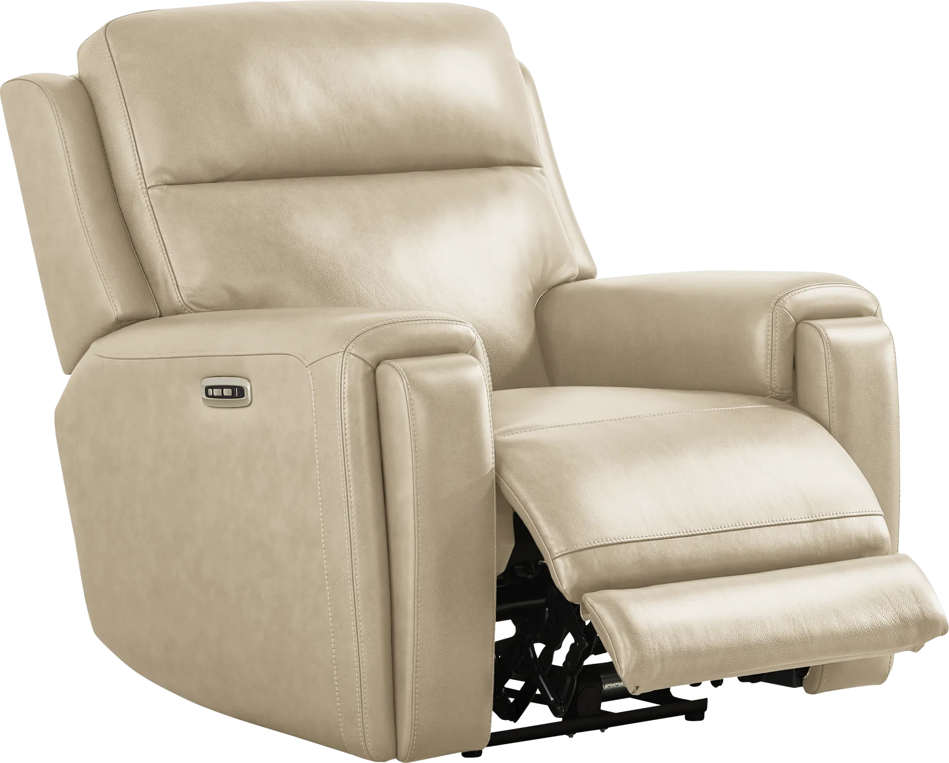 Genesis Beige Leather Dual Power Recliner - Image 1