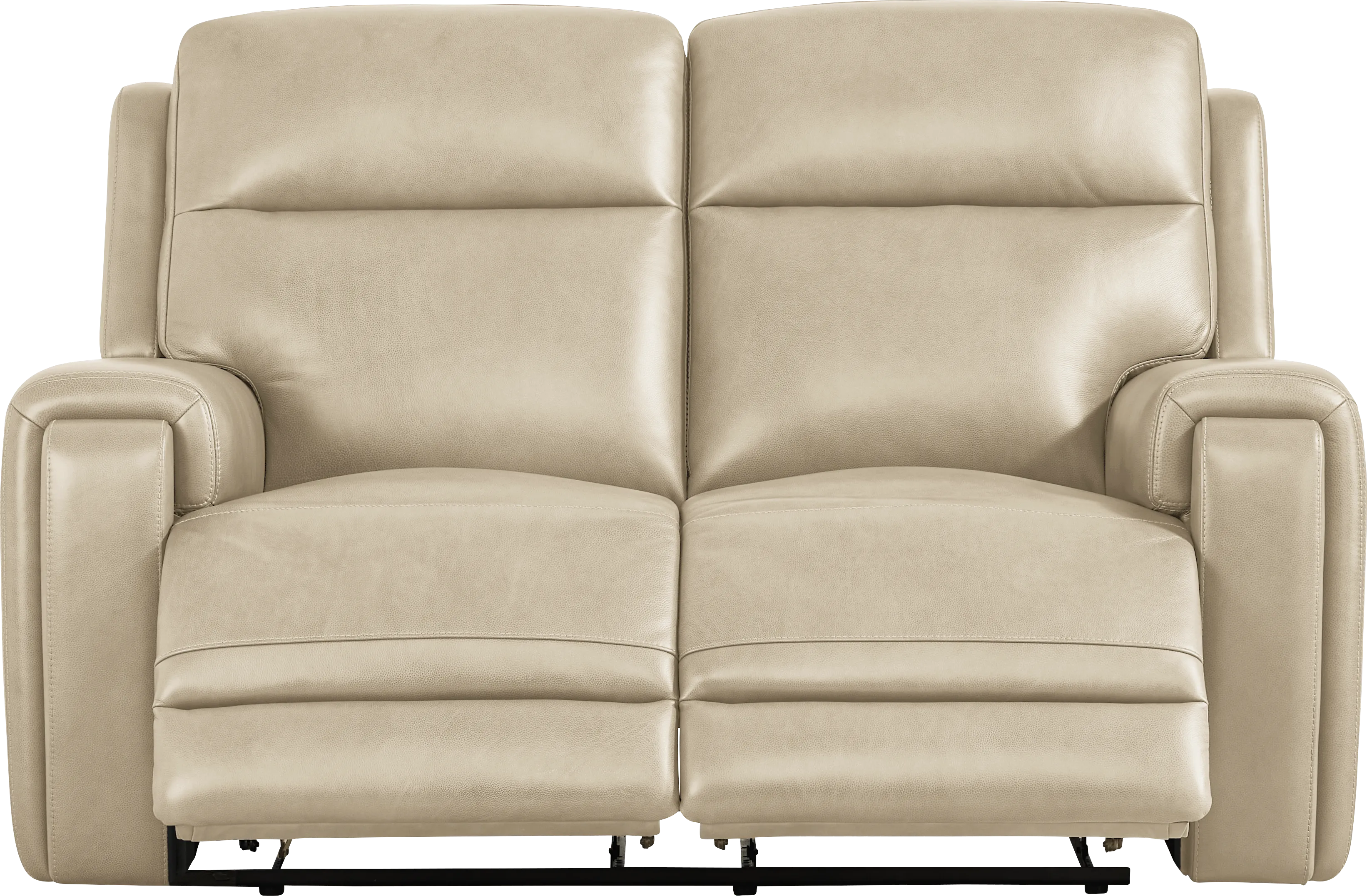 Genesis Beige Leather Non-Power Reclining Loveseat - Image 1