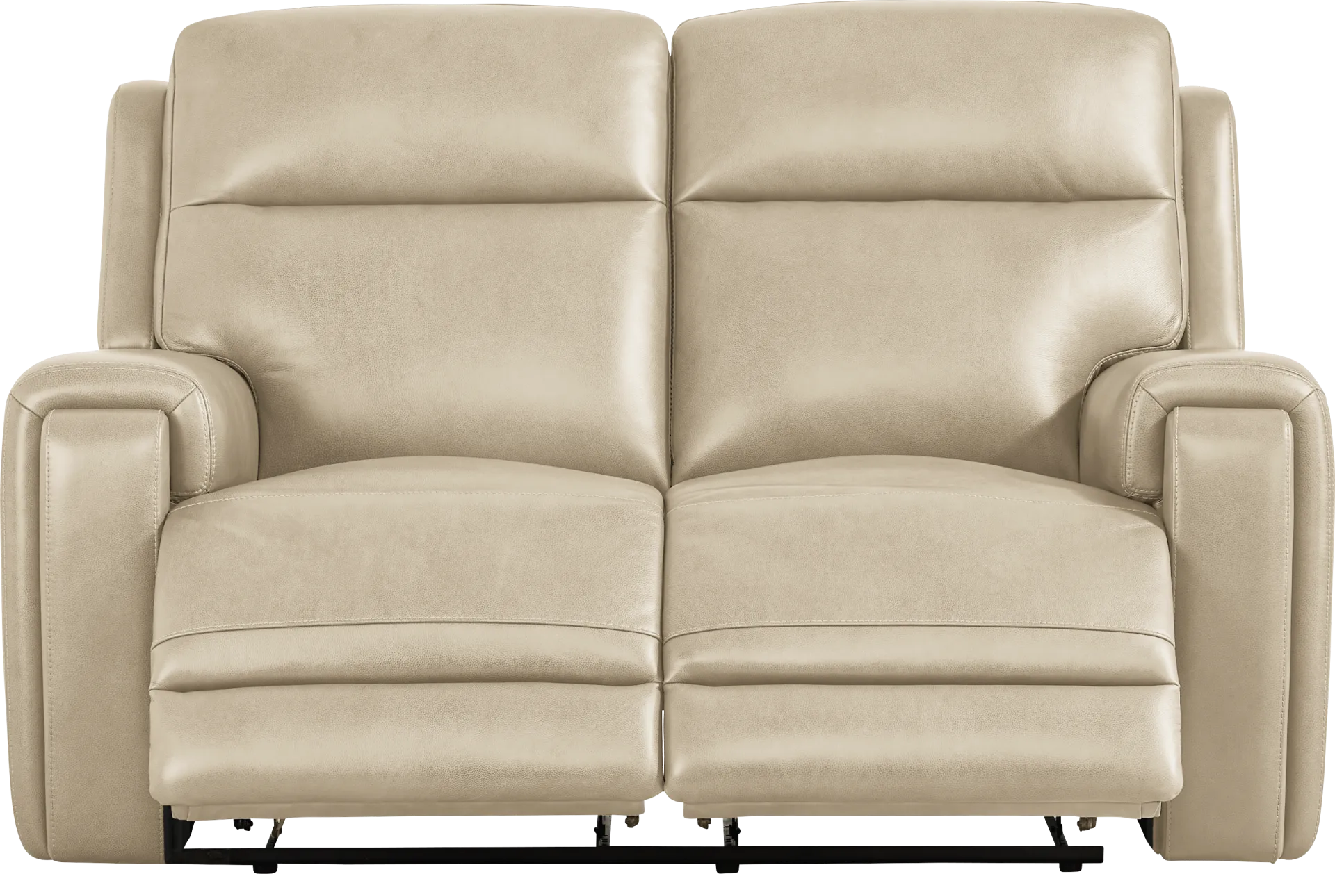 Genesis Beige Leather Non-Power Reclining Loveseat - Image 1