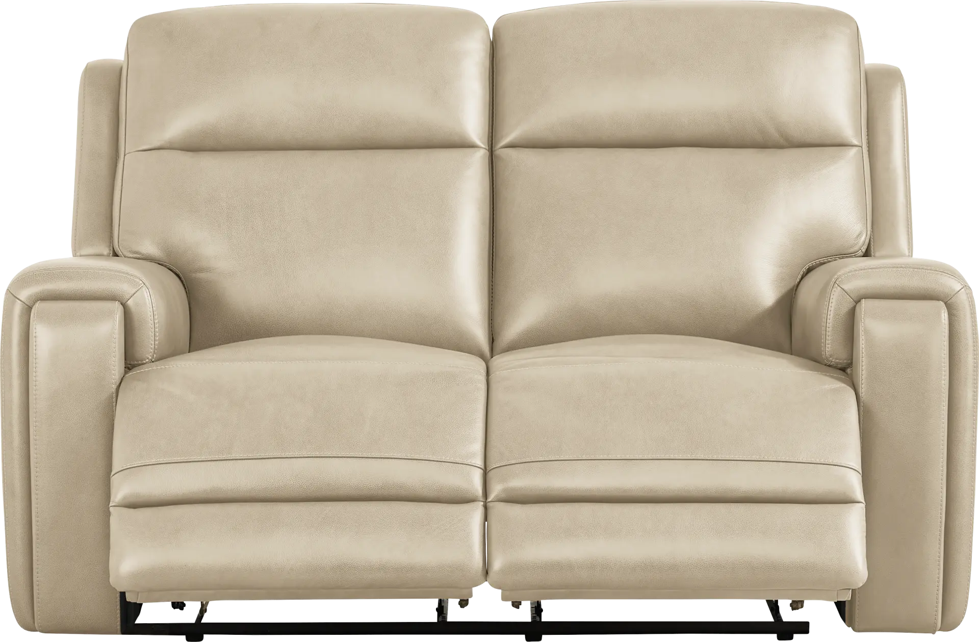 Genesis Beige Leather Non-Power Reclining Loveseat