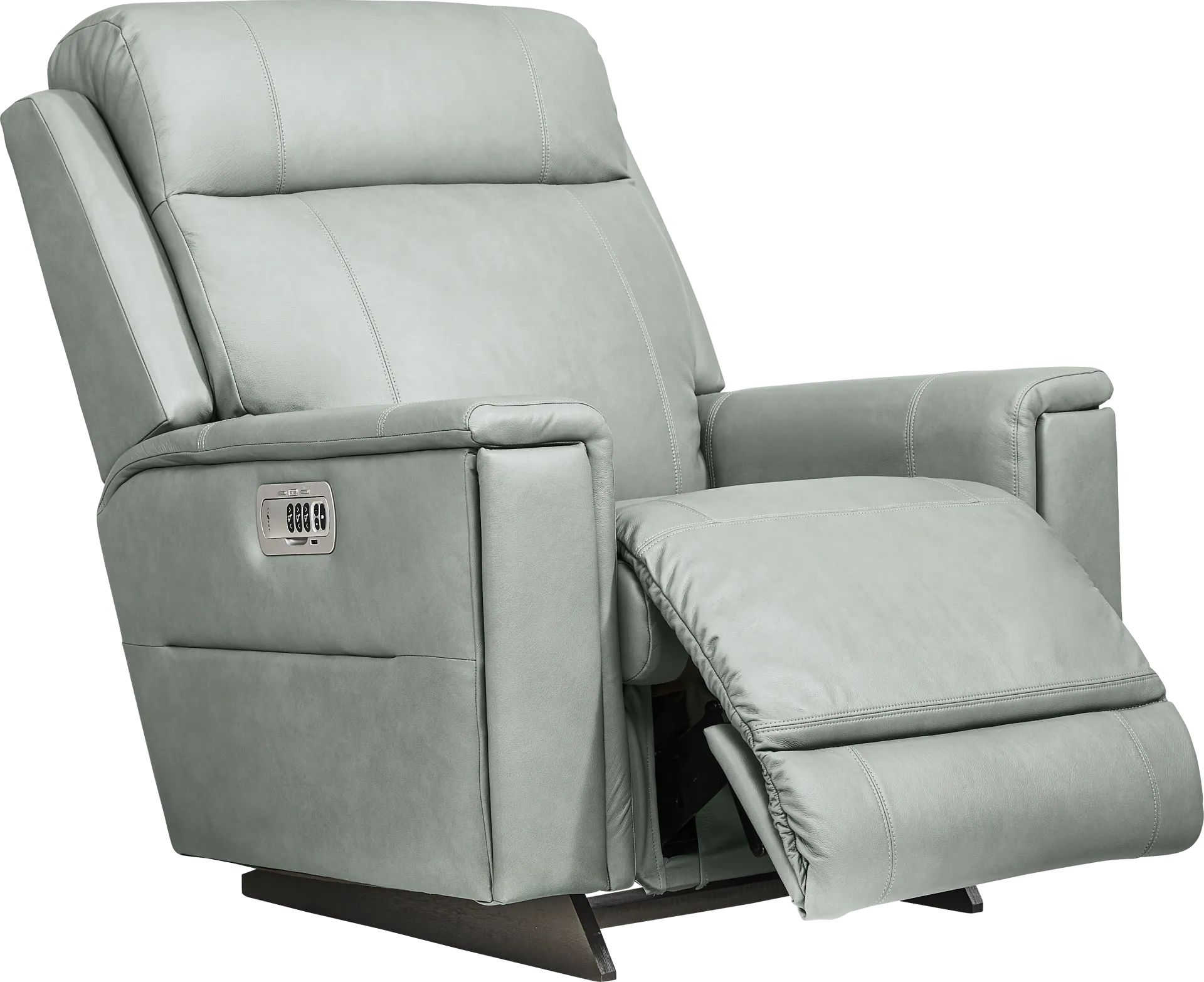 The Shaq II Blue Leather Dual Power Recliner - Image 1