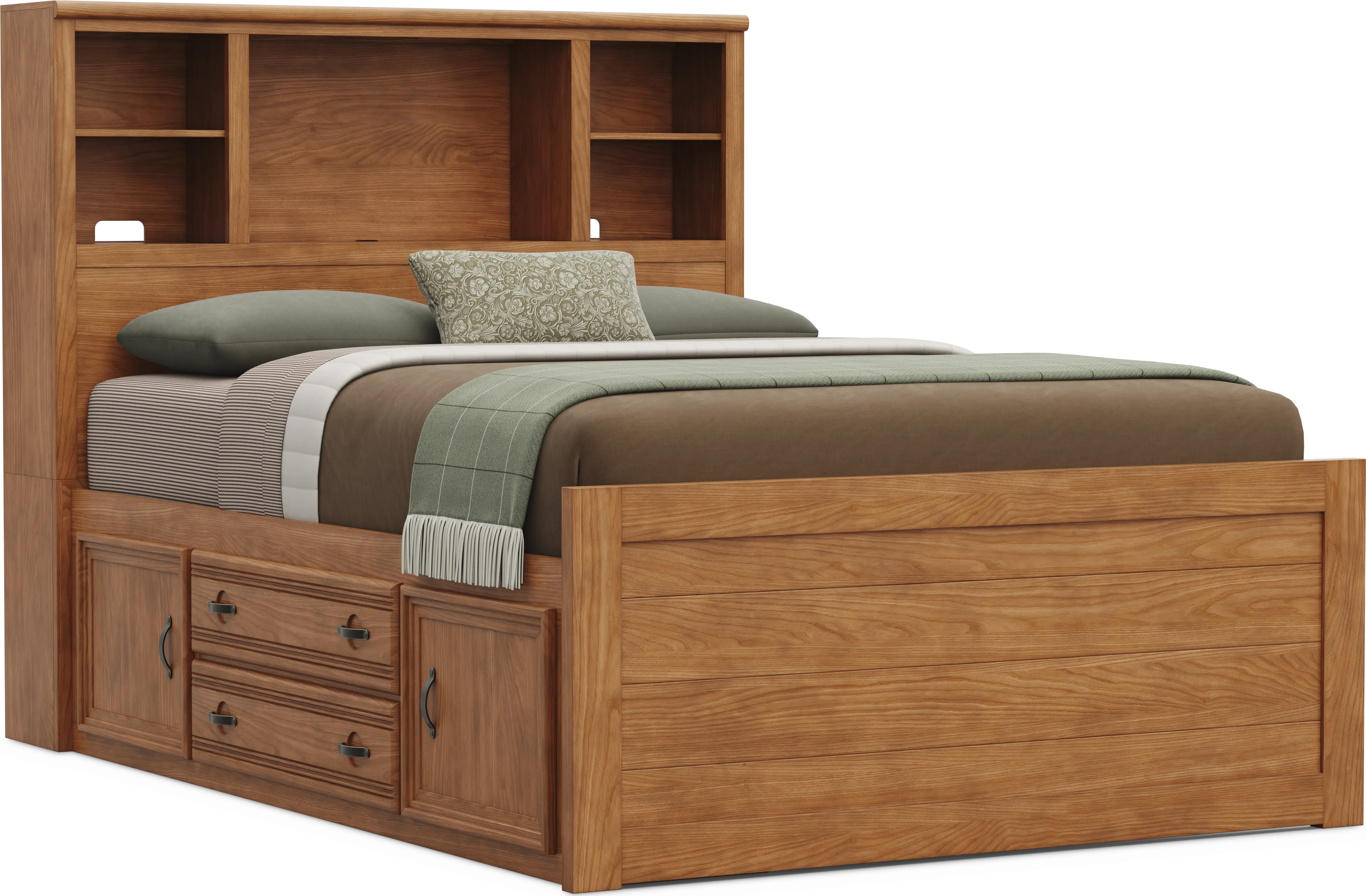 Kids Creekside 3.0 Chestnut Color Full Bookcase Bed with Storage Side Rail - Thumbnail - Image 1