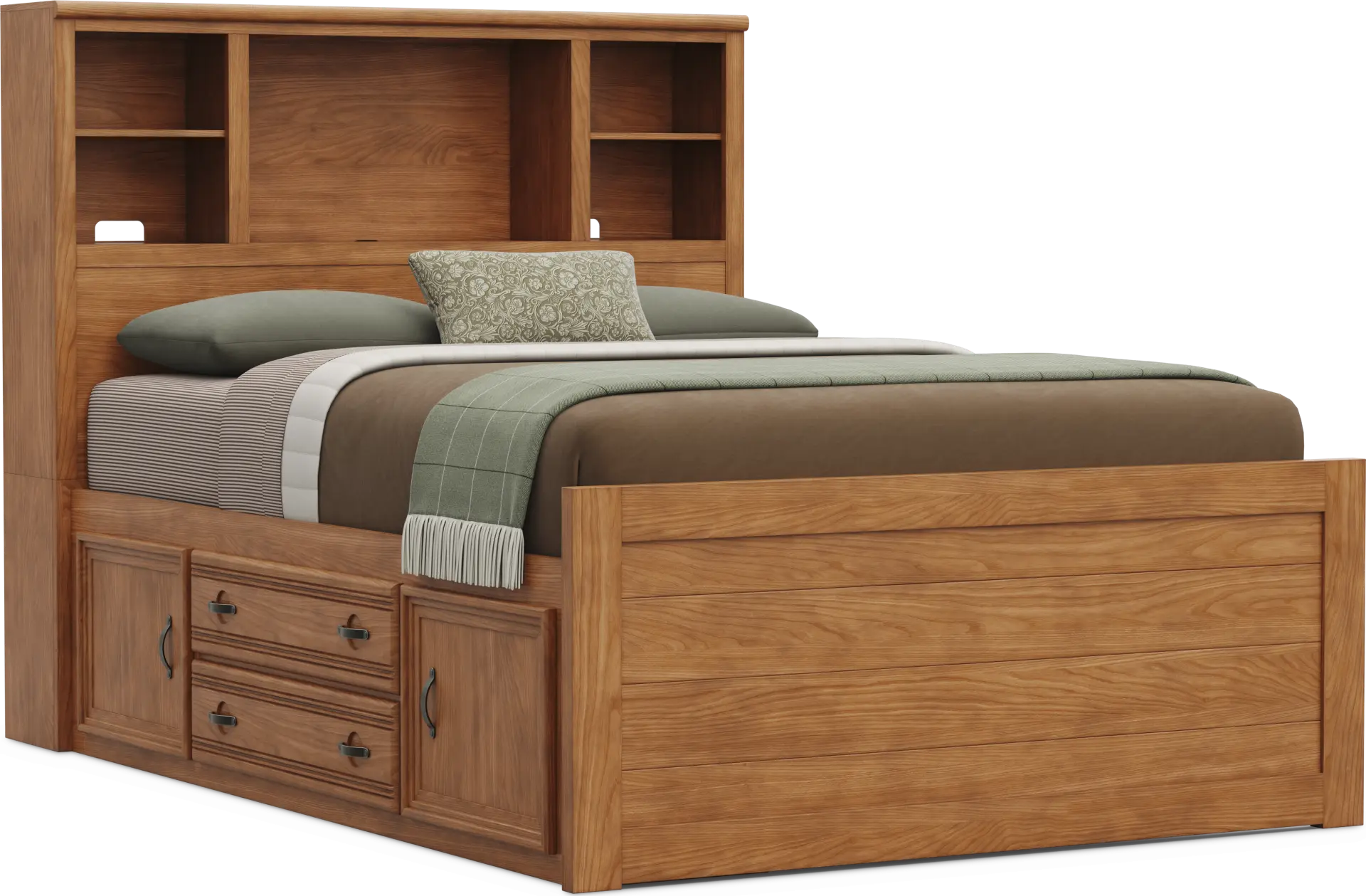 Kids Creekside 3.0 Chestnut Color Full Bookcase Bed with Storage Side Rail