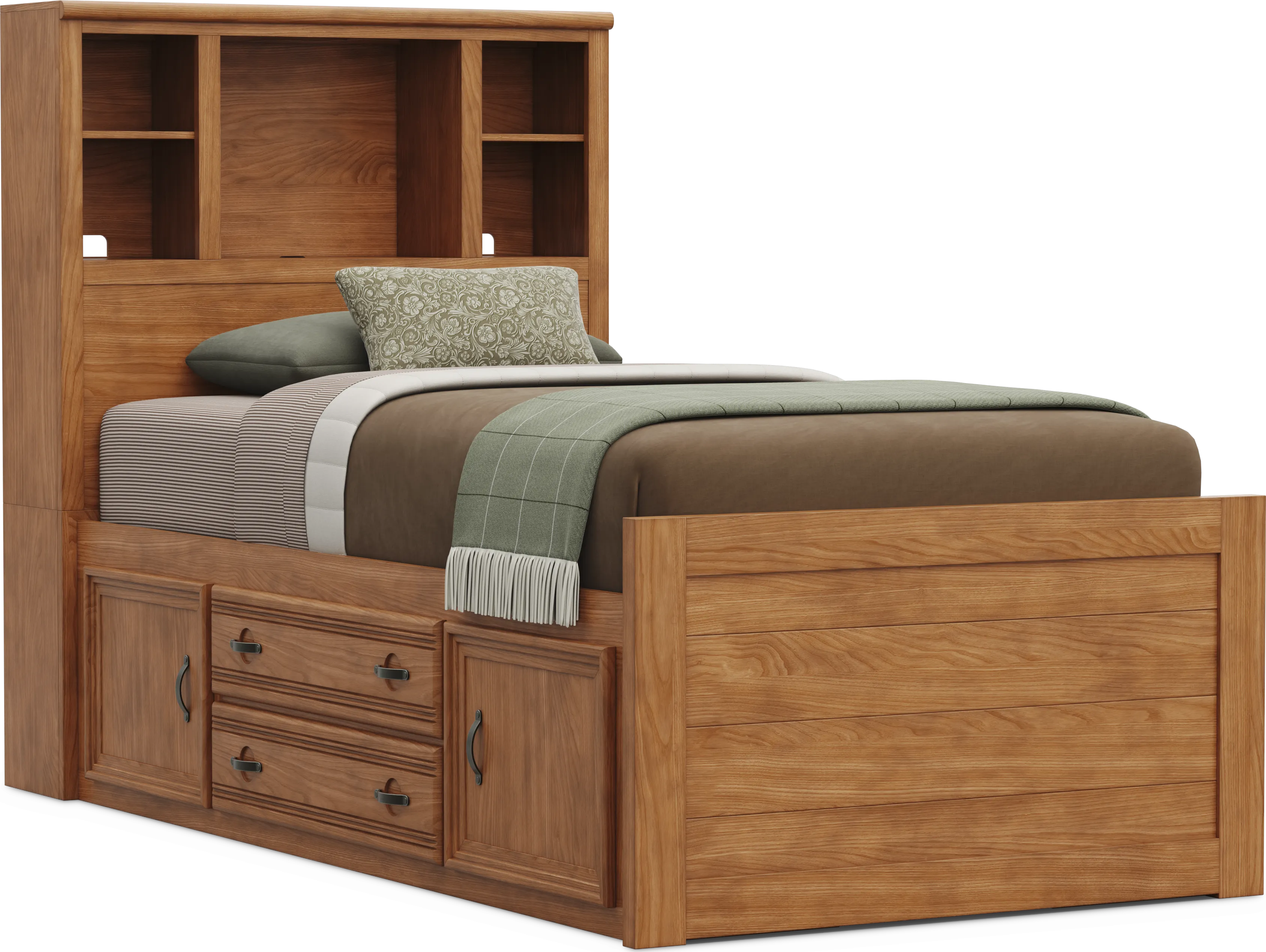 Kids Creekside 3.0 Chestnut Color Twin Bookcase Bed with 2 Storage Side Rails - Thumbnail - Image 1