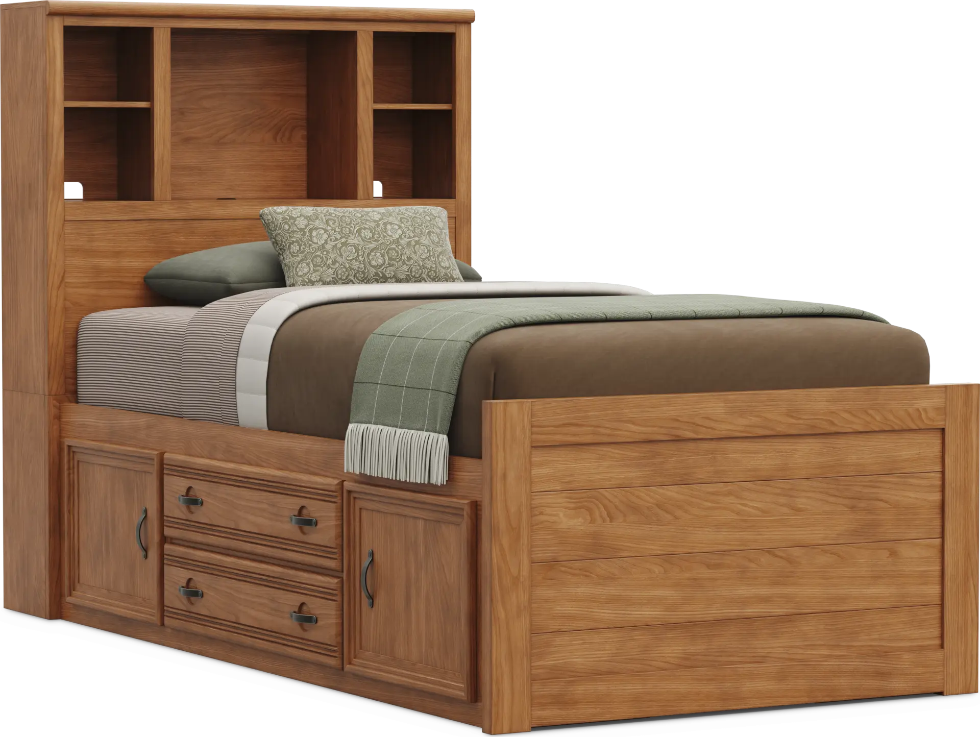 Kids Creekside 3.0 Chestnut Color Twin Bookcase Bed with 2 Storage Side Rails