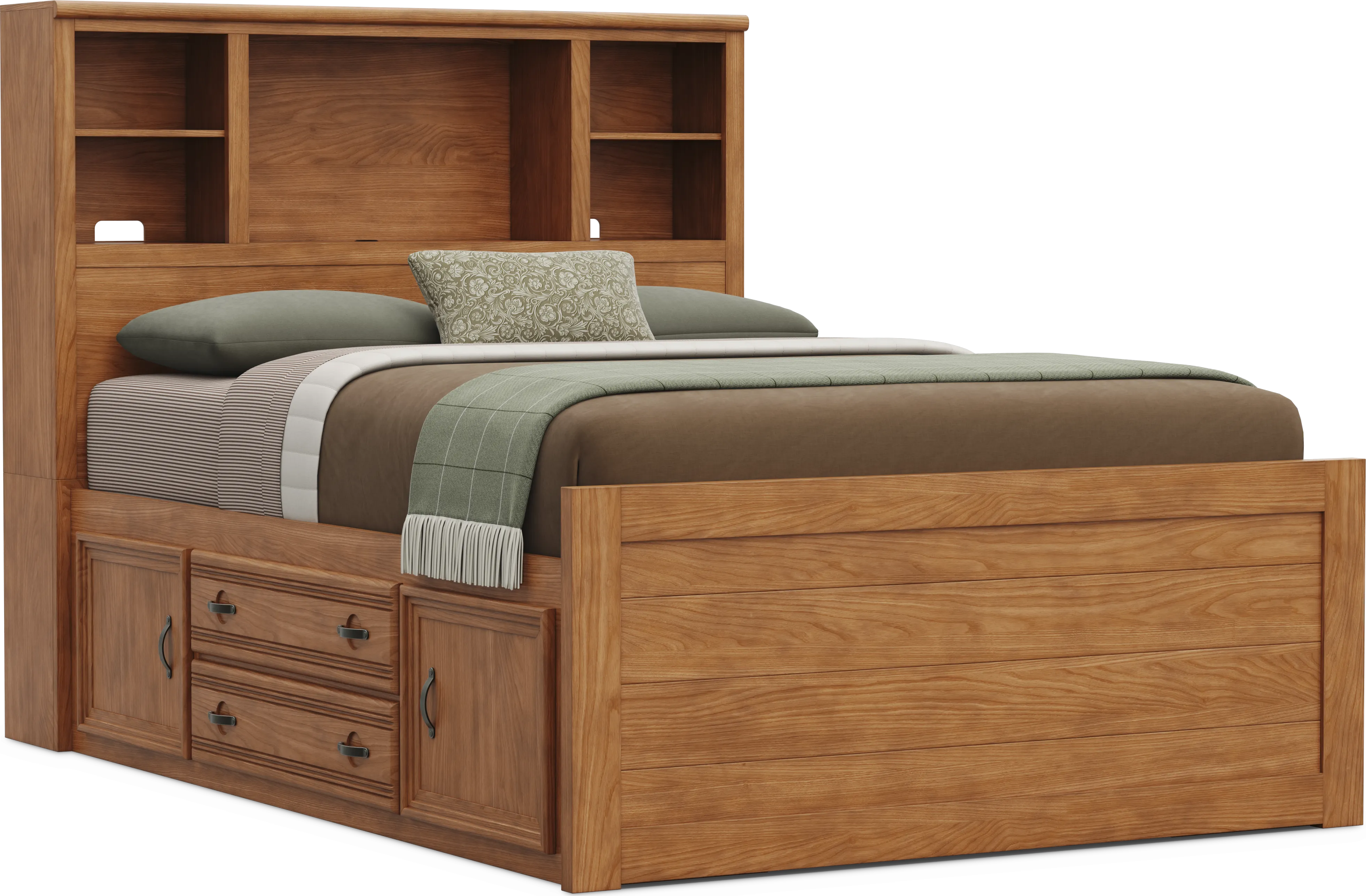 Kids Creekside 3.0 Chestnut Color Full Bookcase Bed with 2 Storage Side Rails - Thumbnail - Image 1
