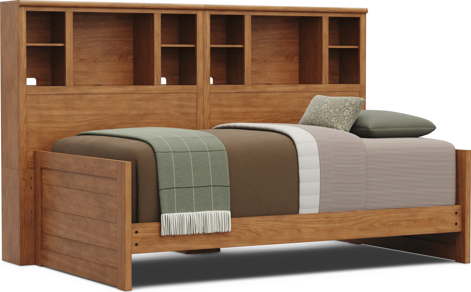 Kids Creekside 3.0 Chestnut Color Twin Bookcase Wall Bed - Image 1