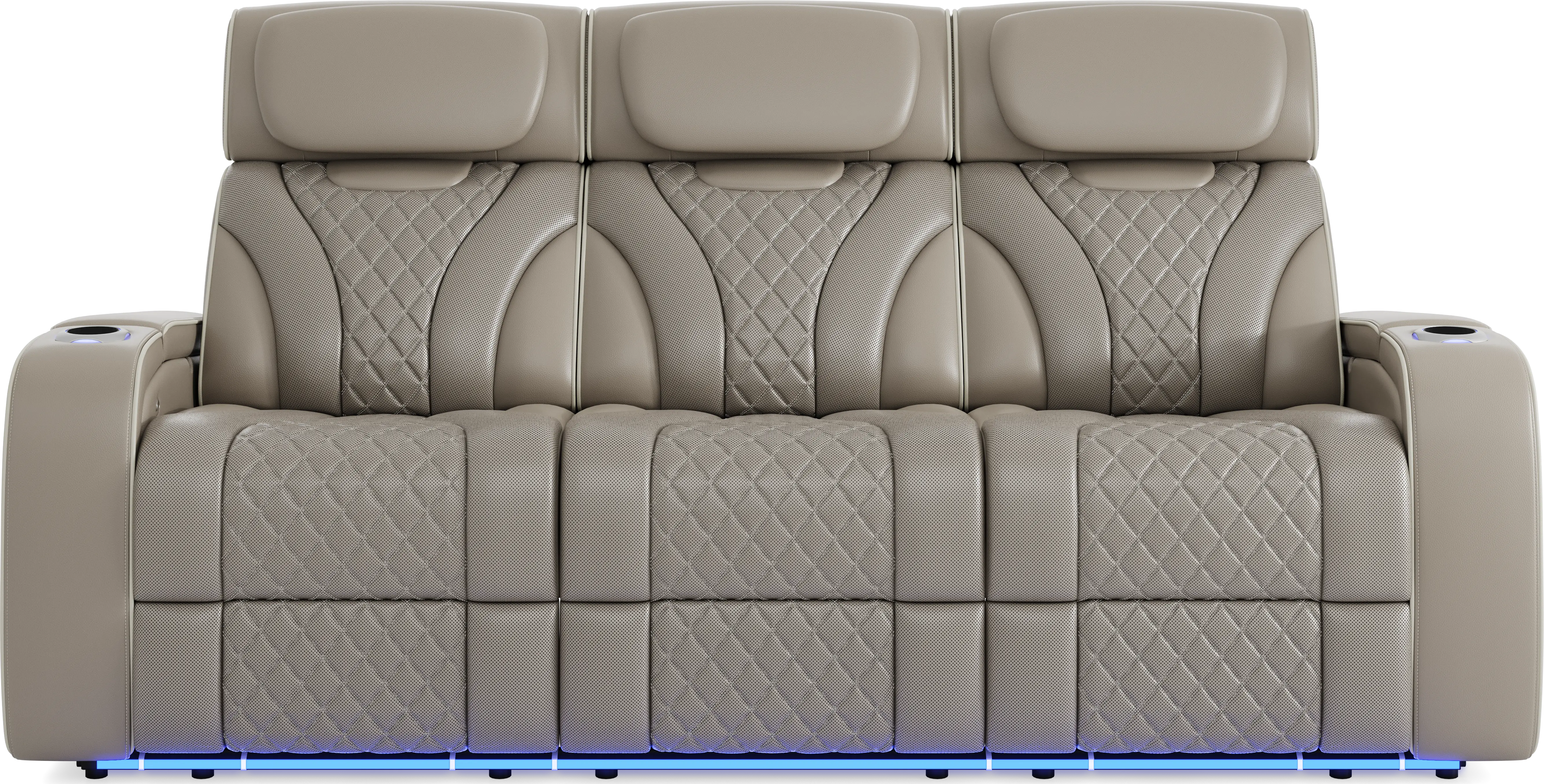 Horizon Ridge Beige Leather Triple Power Reclining Sofa with Massage and Heat - Thumbnail - Image 1