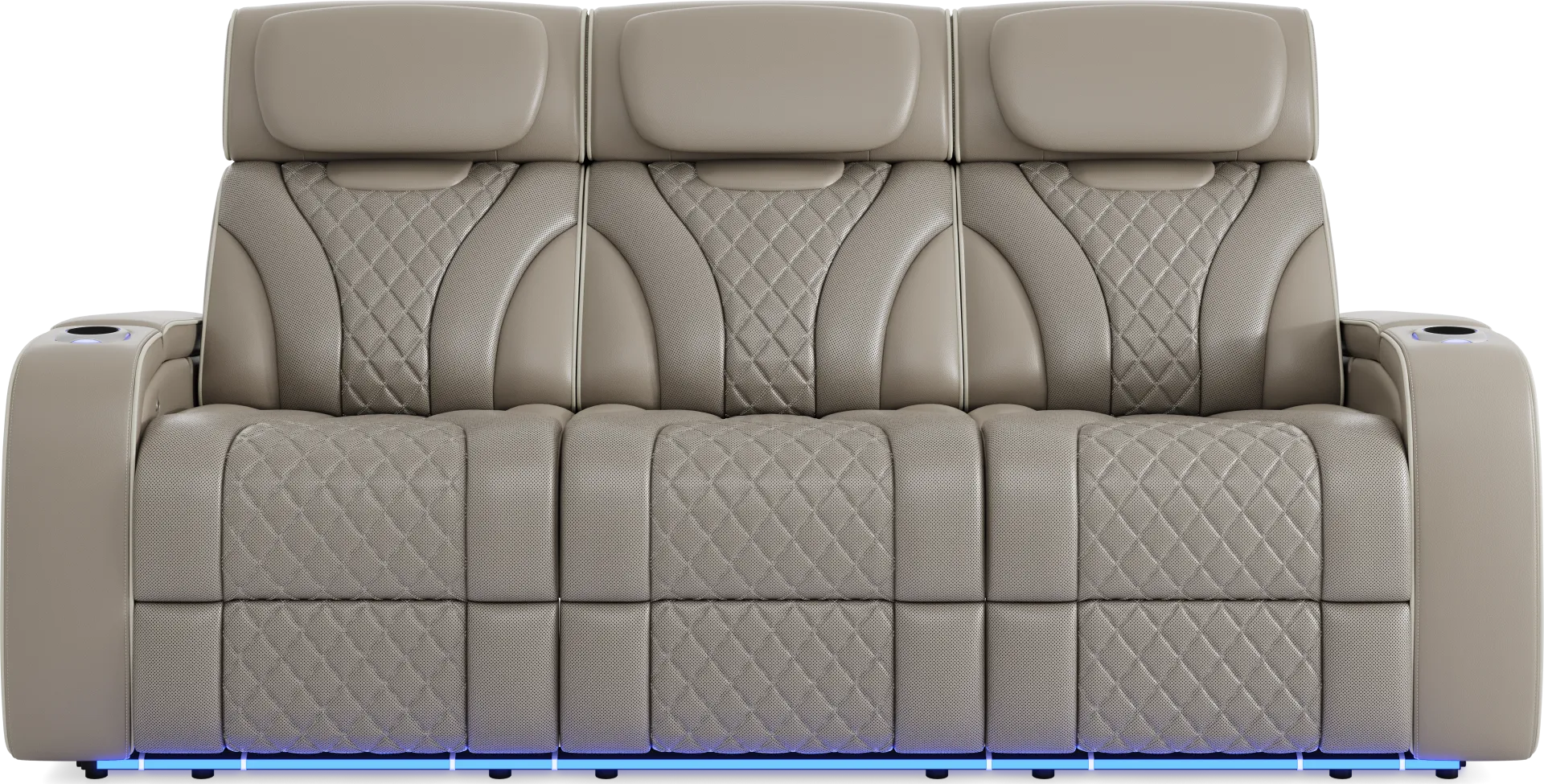 Horizon Ridge Beige Leather Triple Power Reclining Sofa with Massage and Heat - Image 2