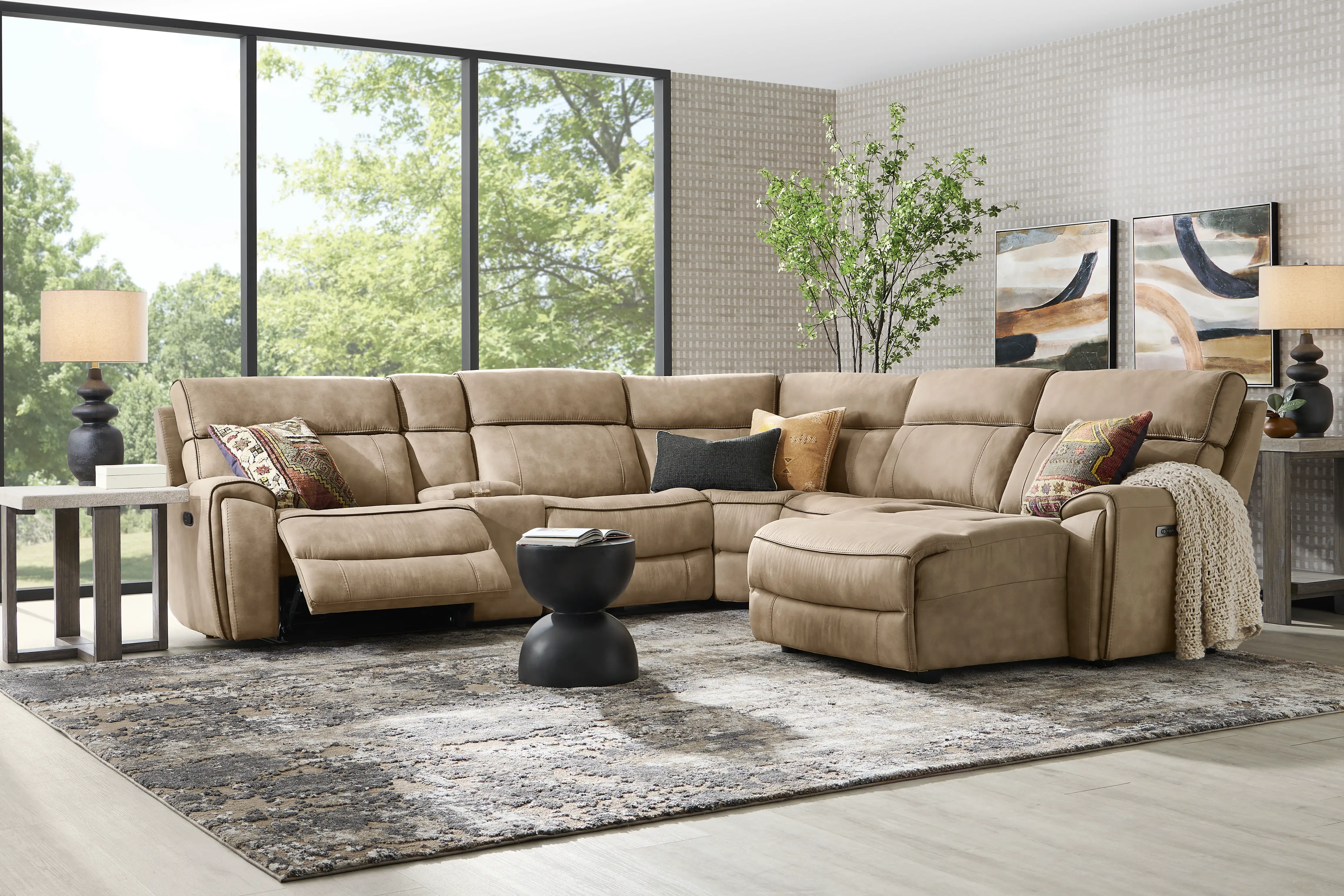 Bradshaw Place Stone 6 Pc Power Reclining Sectional - Thumbnail - Image 1