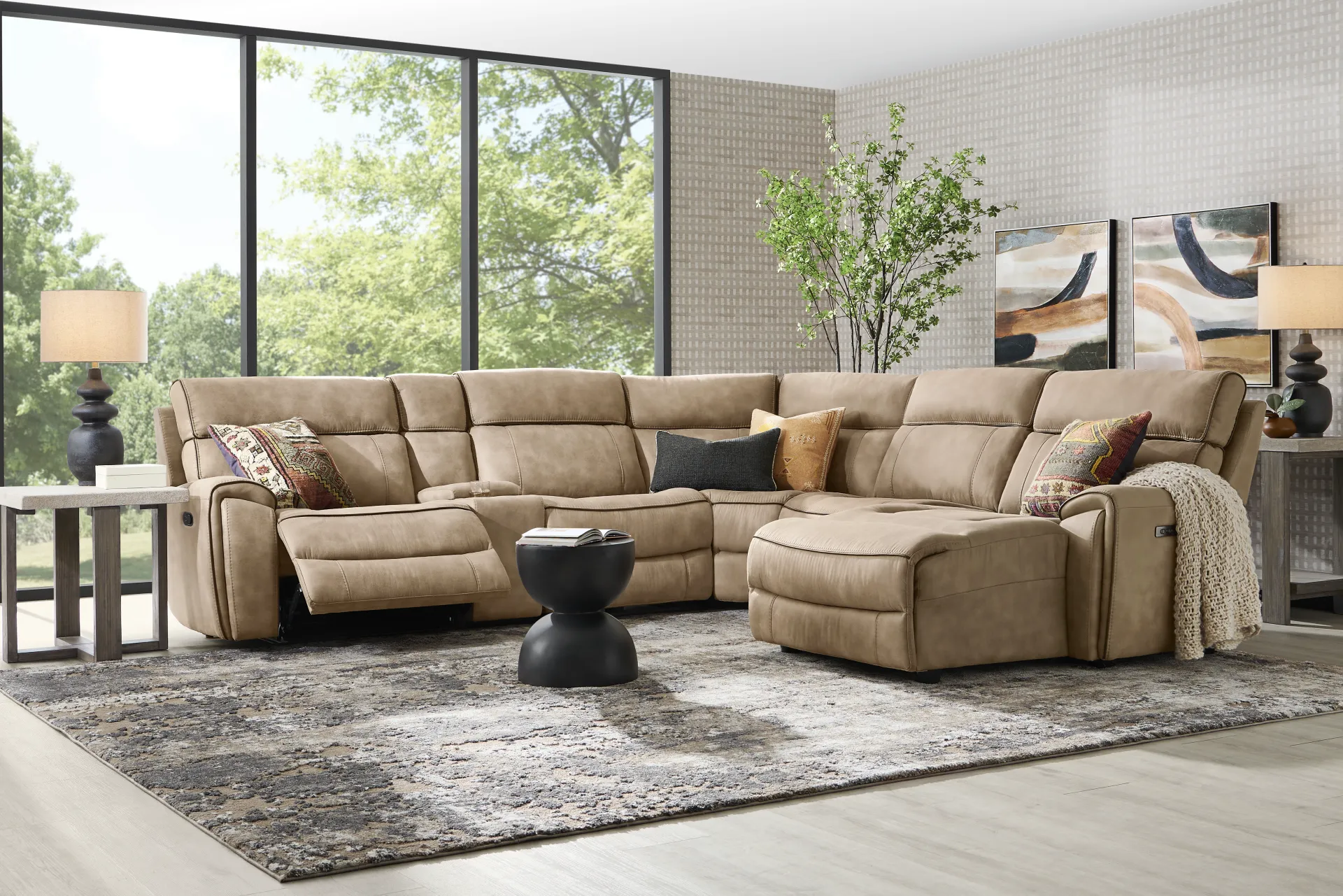 Bradshaw Place Stone 6 Pc Power Reclining Sectional - Image 1