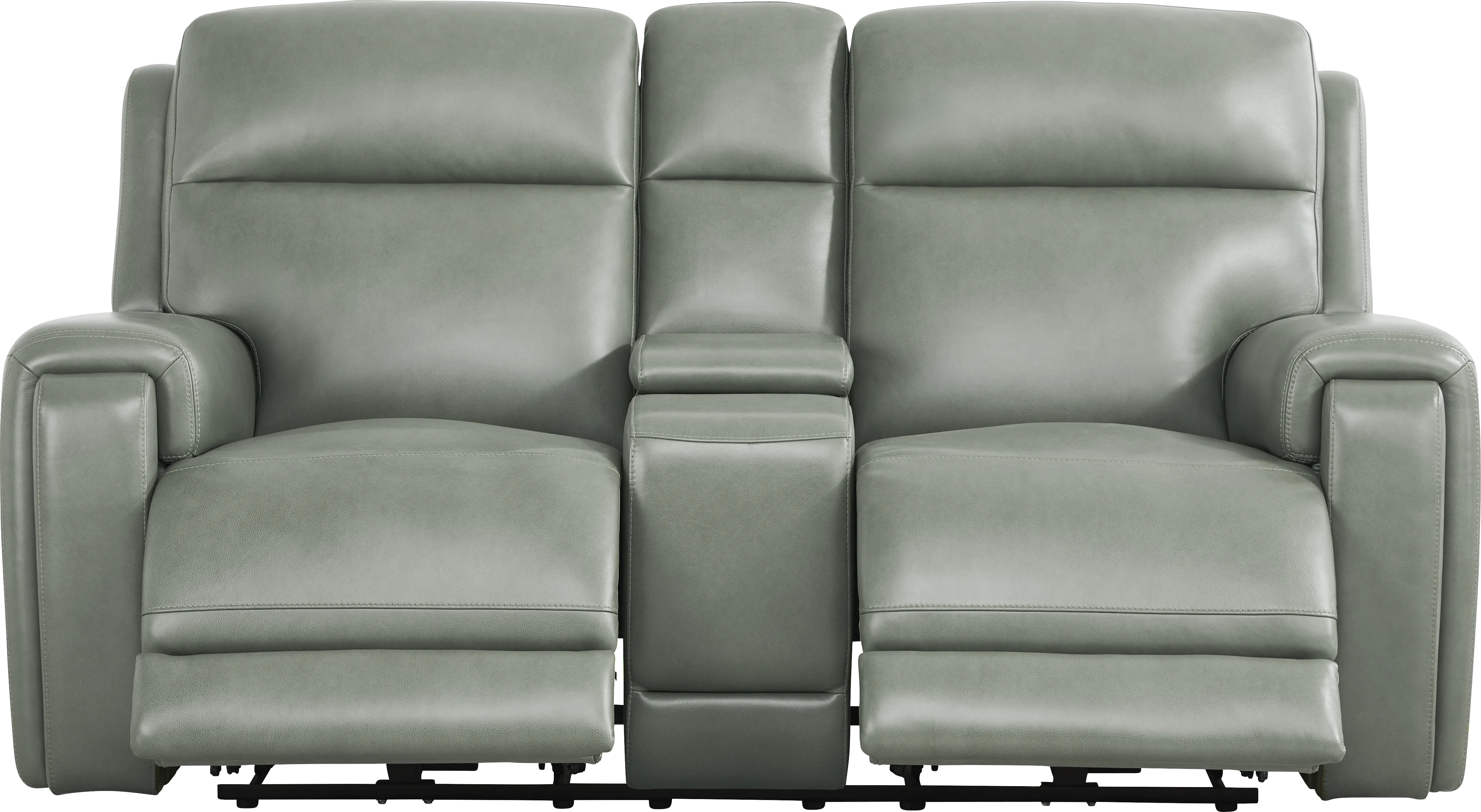 Genesis Green Leather 2 Pc Dual Power Reclining Living Room - Image 6