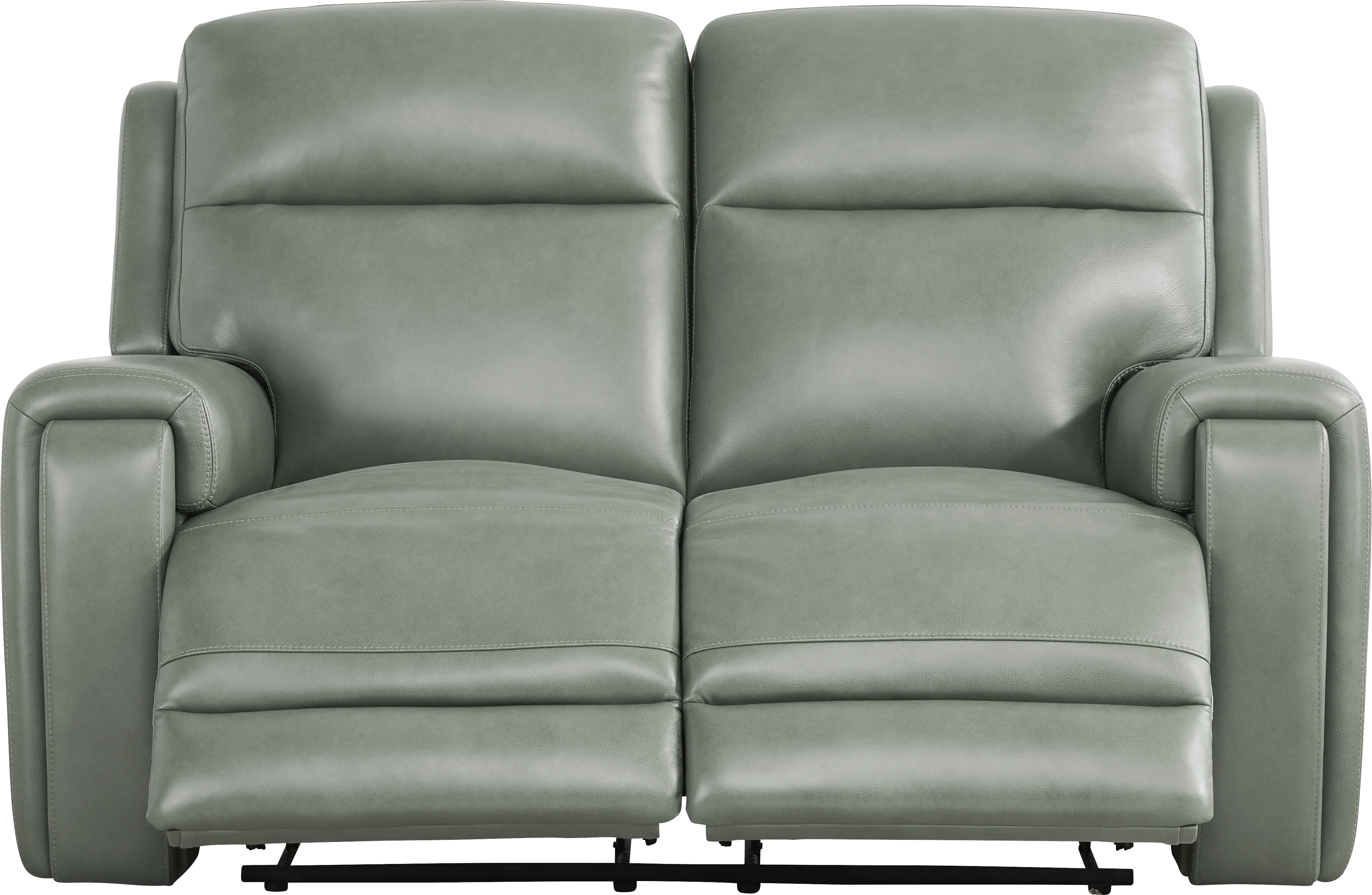 Genesis Green Leather Non-Power Reclining Loveseat - Image 1