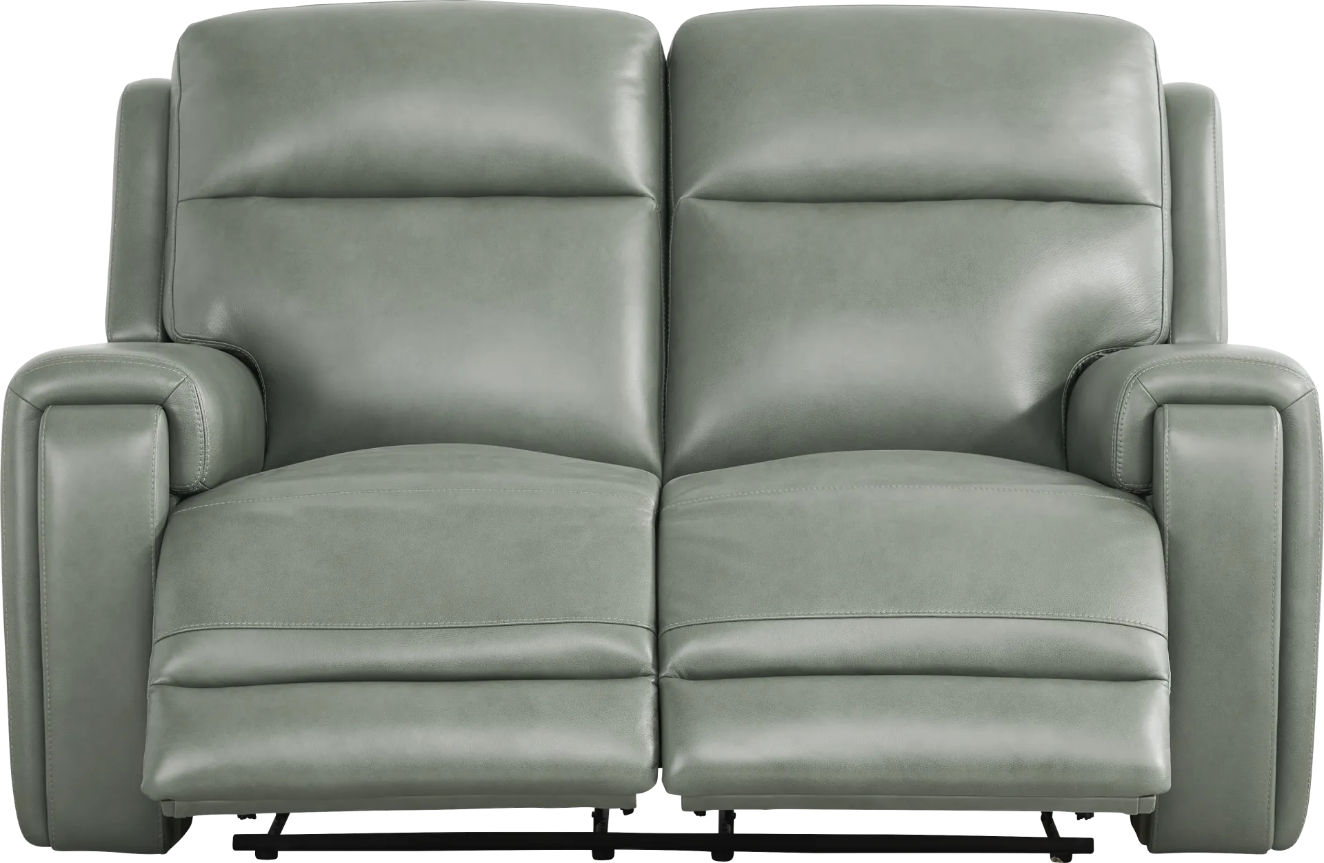 Genesis Green Leather Non-Power Reclining Loveseat - Image 1