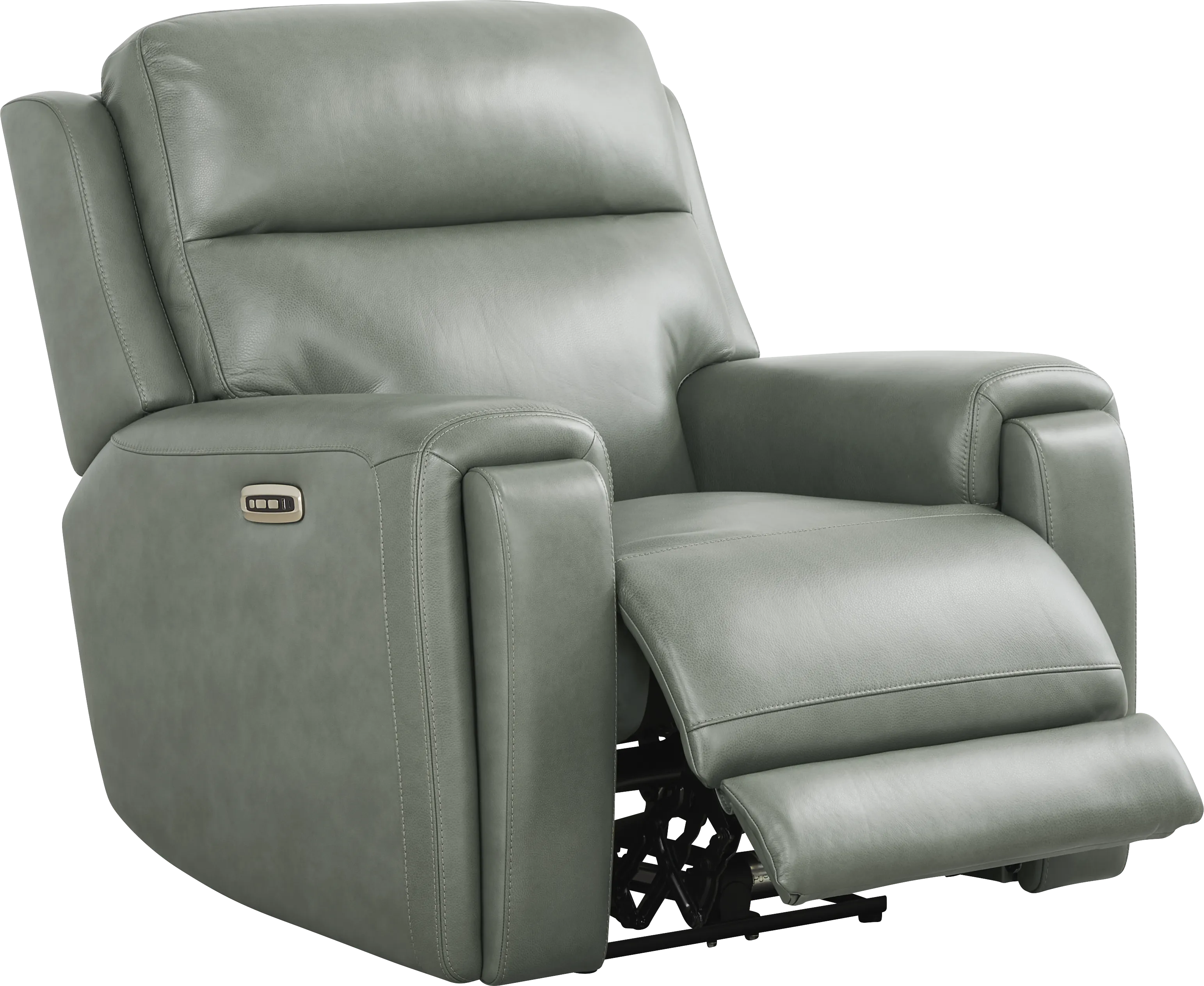 Genesis Green Leather Dual Power Recliner - Image 1