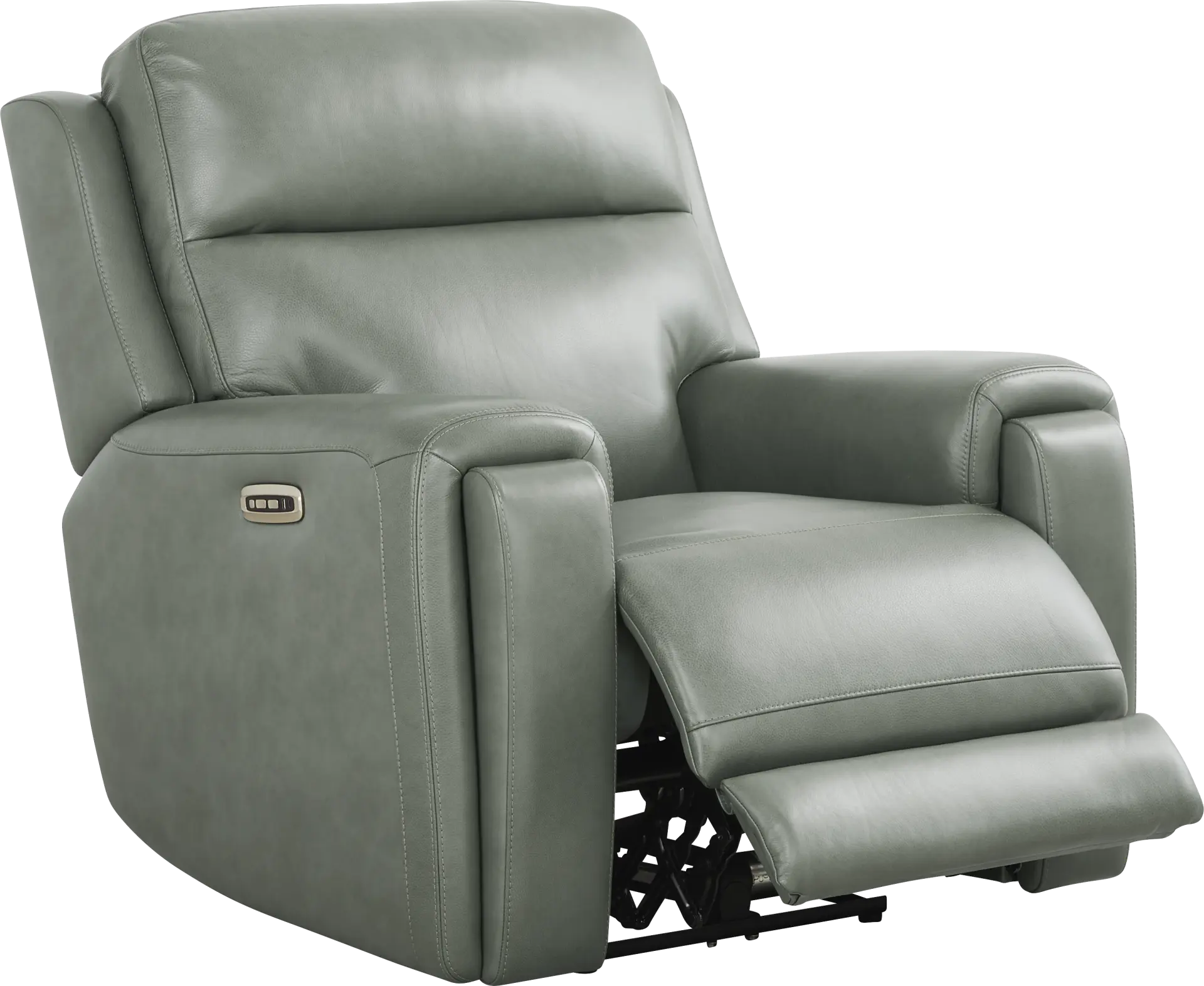 Genesis Green Leather Dual Power Recliner