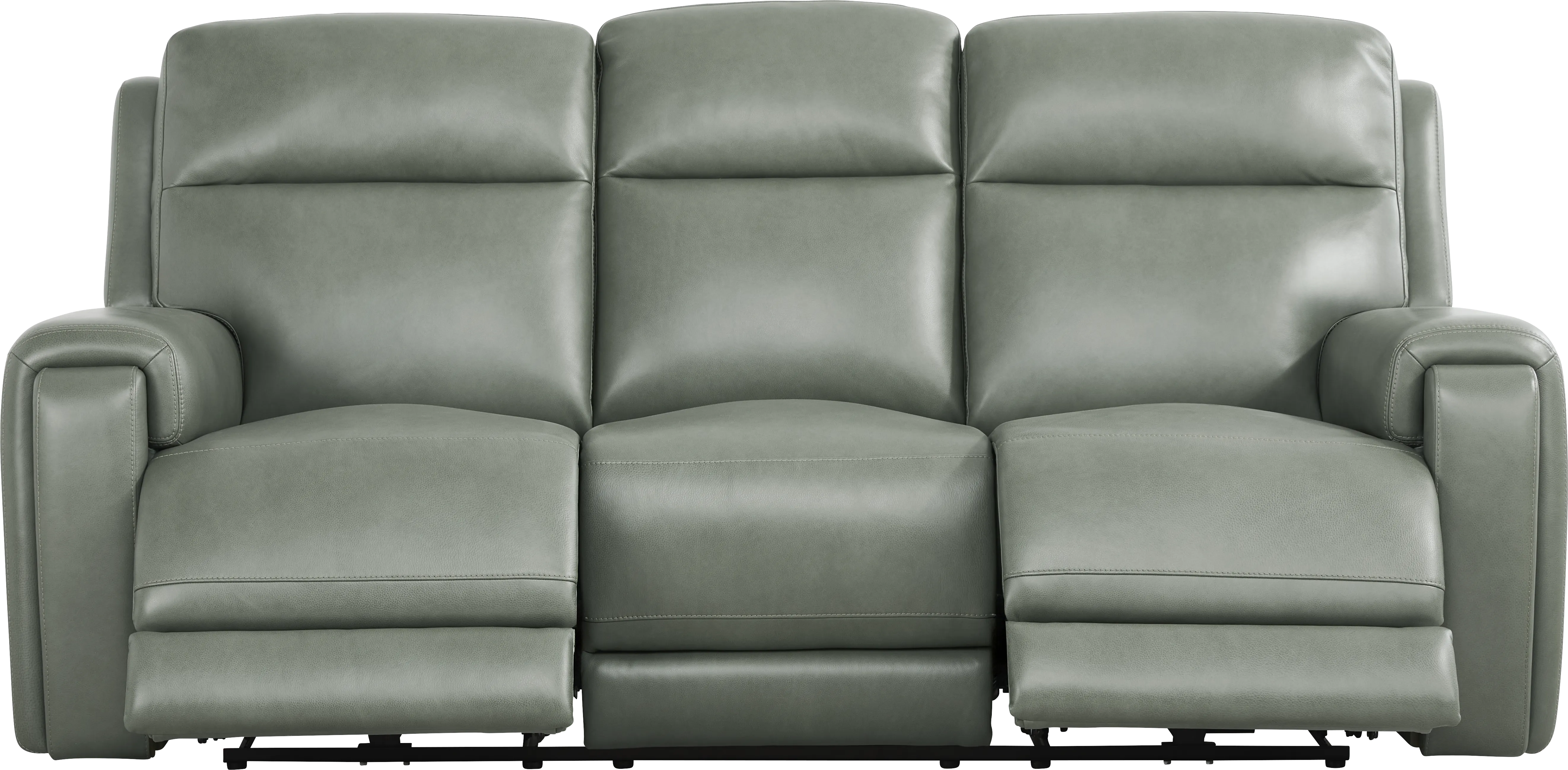 Genesis Green Leather 2 Pc Dual Power Reclining Living Room - Image 2