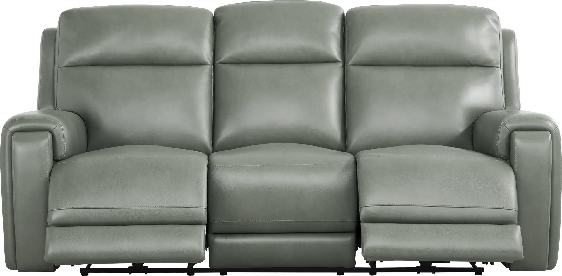 Genesis Green Leather Dual Power Reclining Sofa
