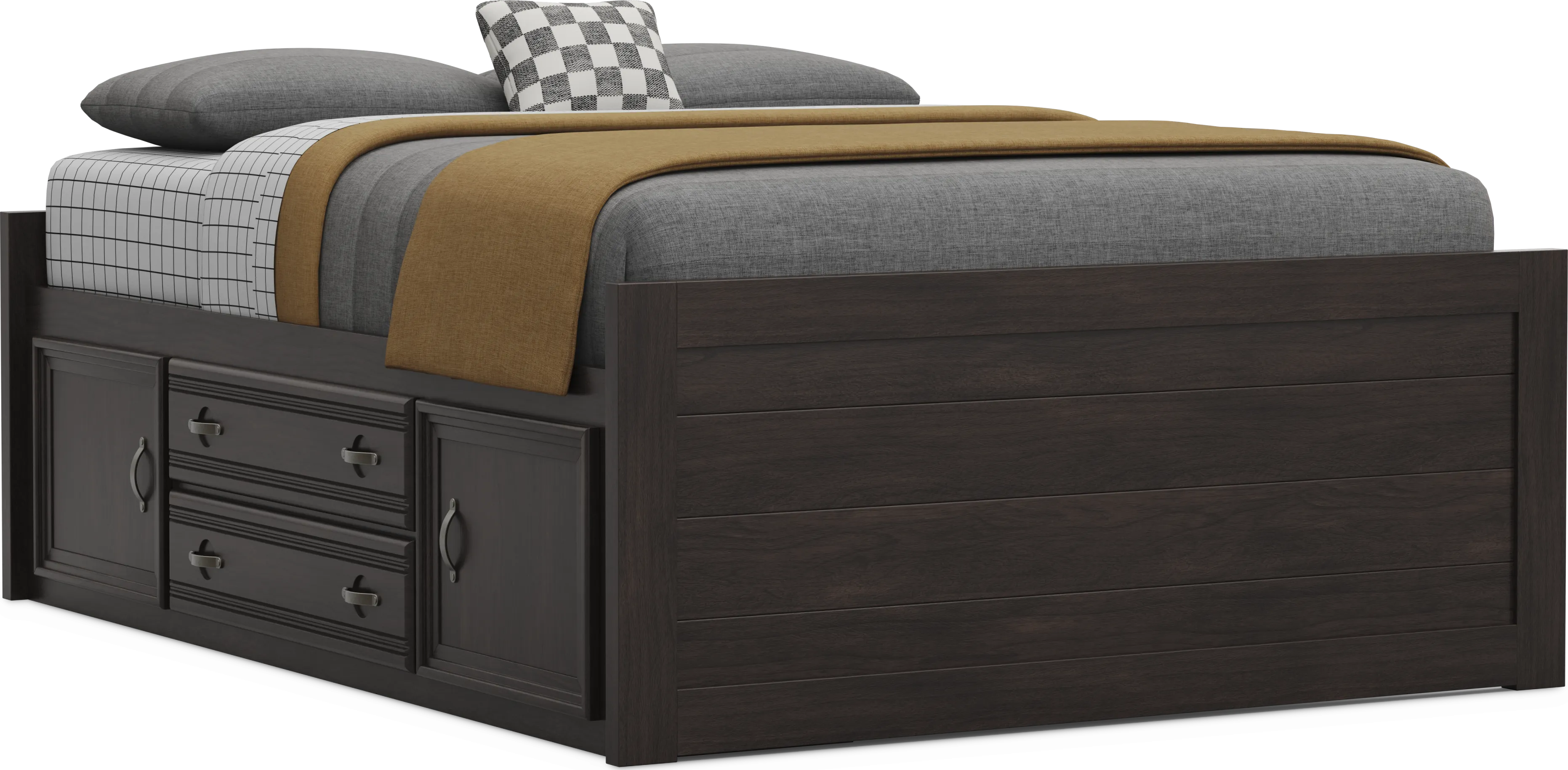Kids Creekside 3.0 Charcoal Full Low Profile Bed with Storage Side Rail - Thumbnail - Image 1
