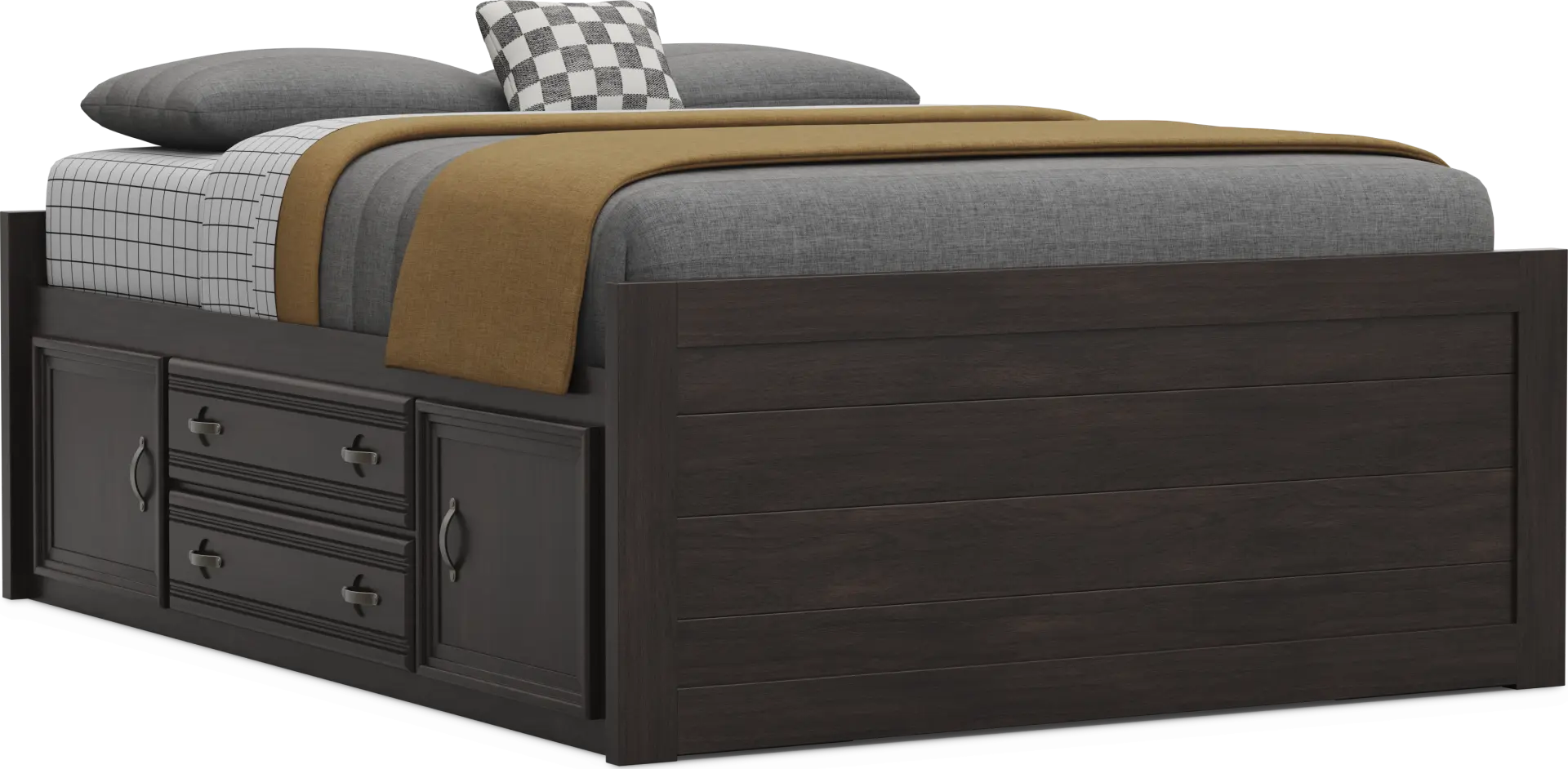 Kids Creekside 3.0 Charcoal Full Low Profile Bed with 2 Storage Side Rails