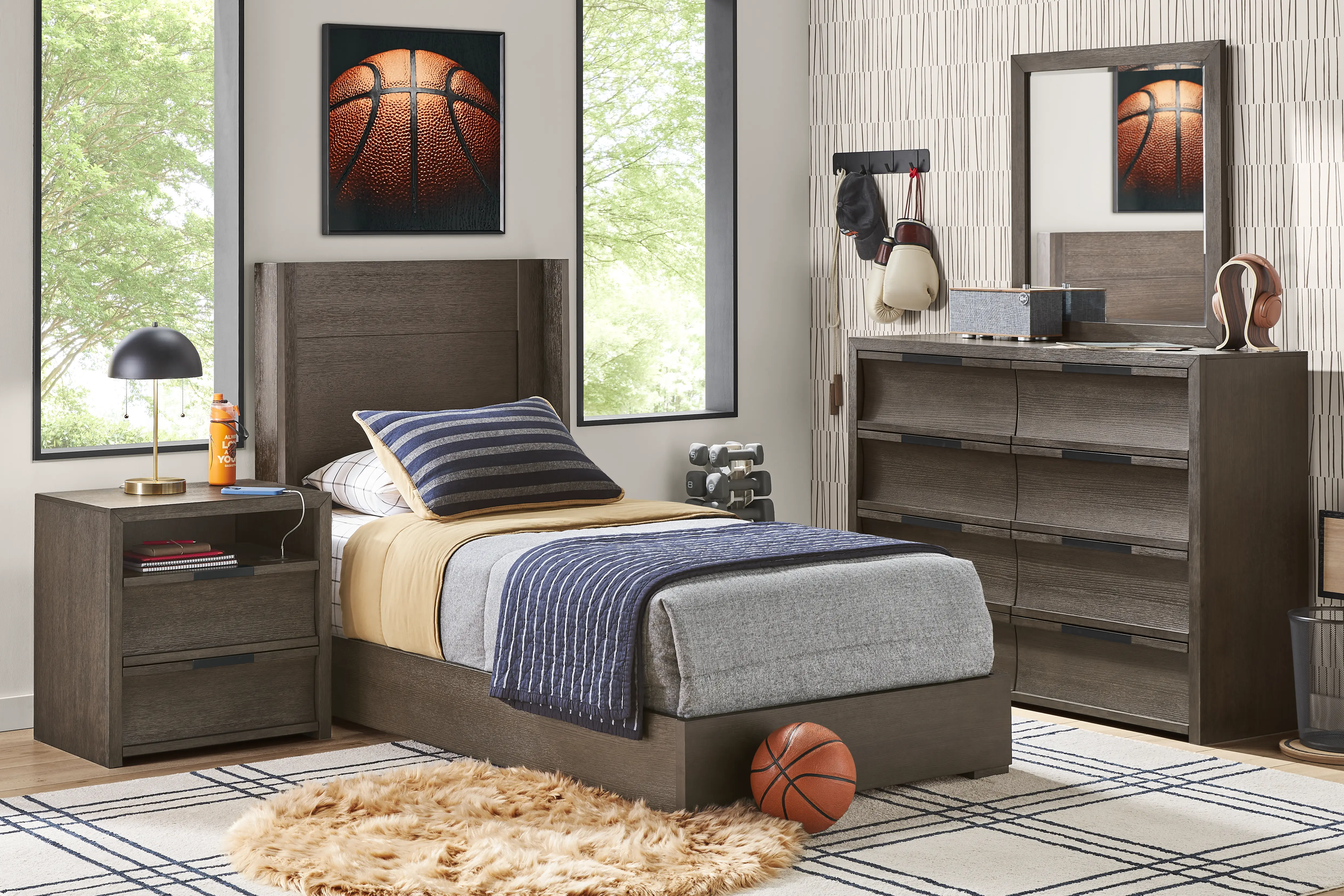 Kids Sierra Summit Brown Oak Twin Panel Bedroom - Thumbnail - Image 1