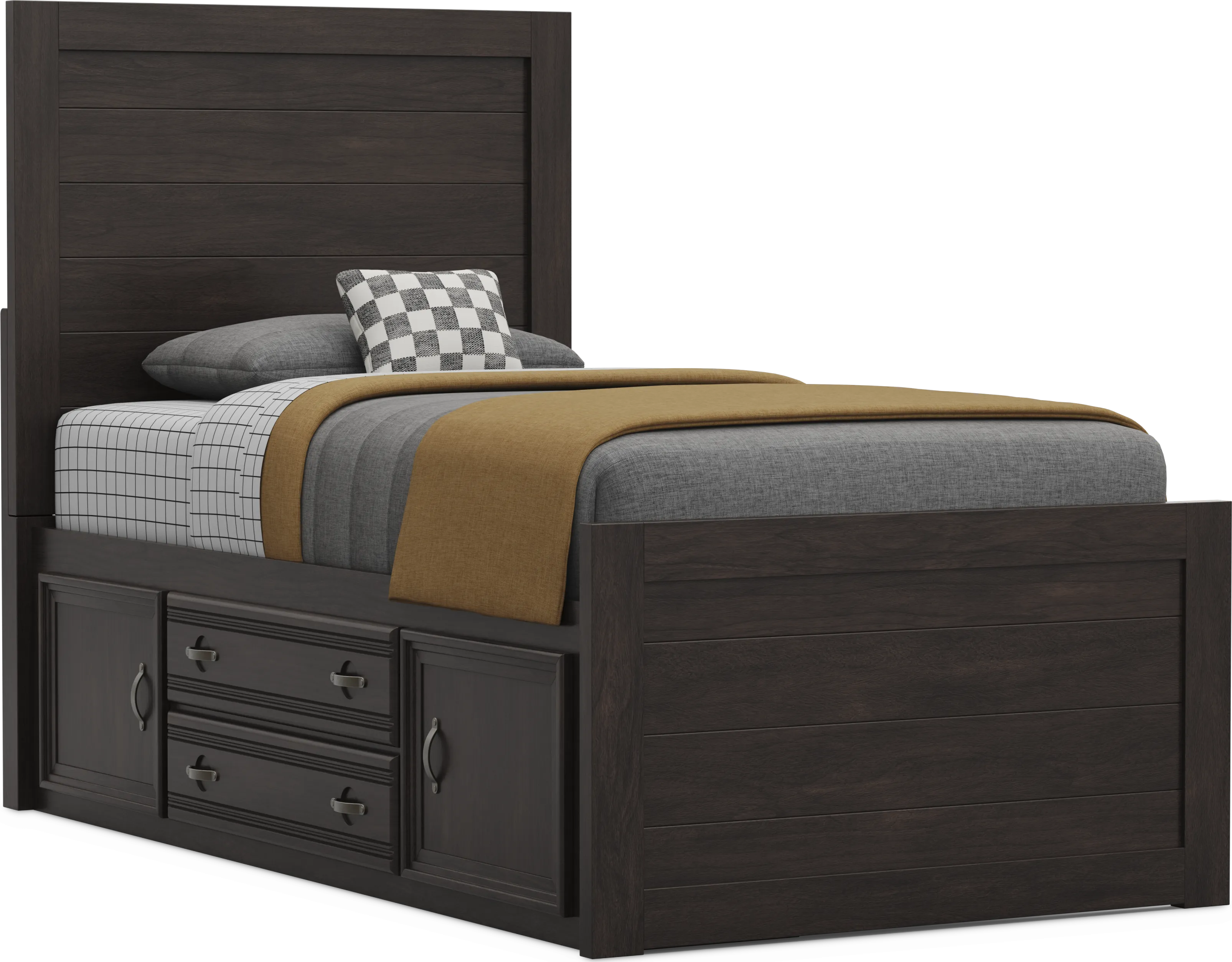 Kids Creekside 3.0 Charcoal Twin Panel Bed with Storage Side Rail - Thumbnail - Image 1