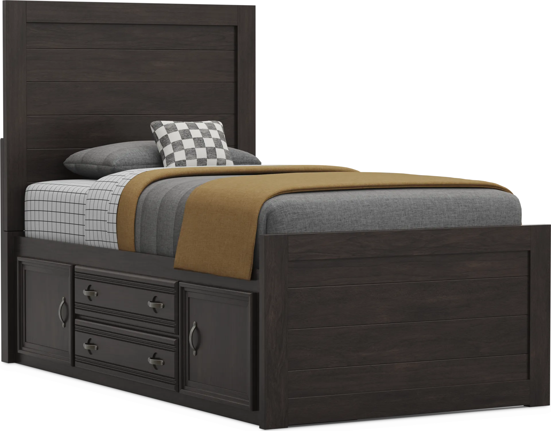 Kids Creekside 3.0 Charcoal Twin Panel Bed with Storage Side Rail - Image 1