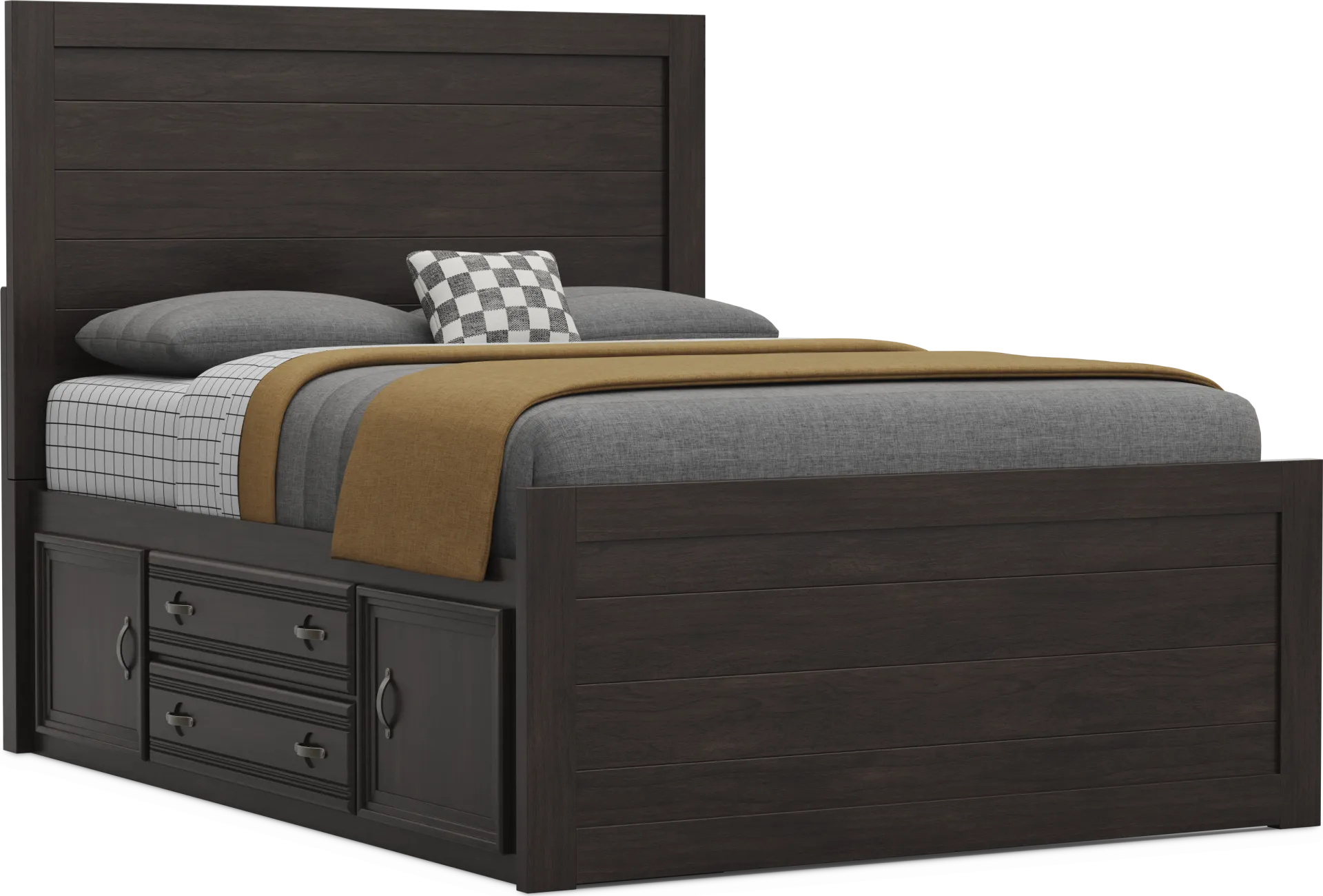 Kids Creekside 3.0 Charcoal Full Panel Bed with Storage Side Rail - Image 1