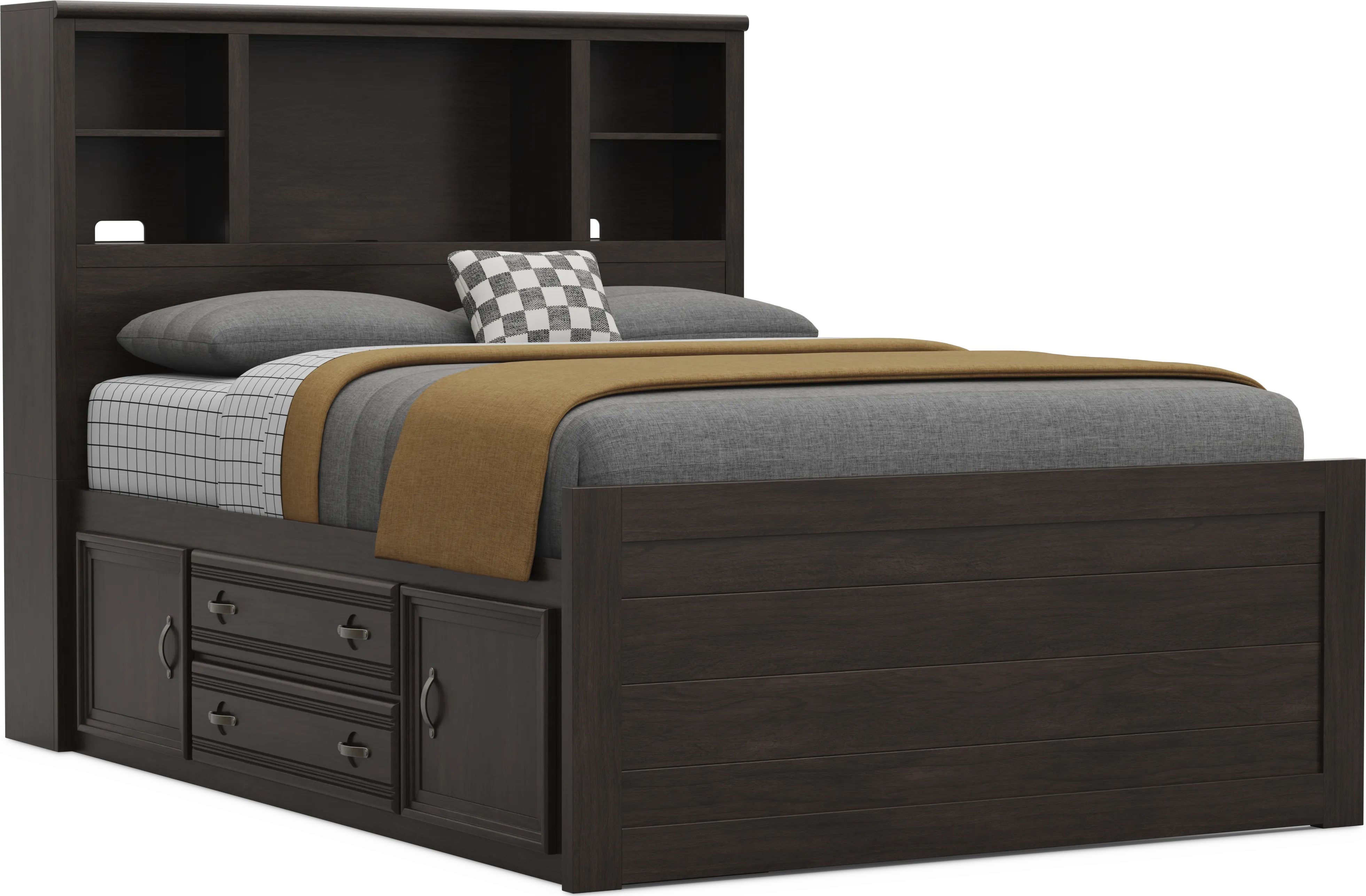 Kids Creekside 3.0 Charcoal Full Bookcase Bed with Storage Side Rail - Thumbnail - Image 1
