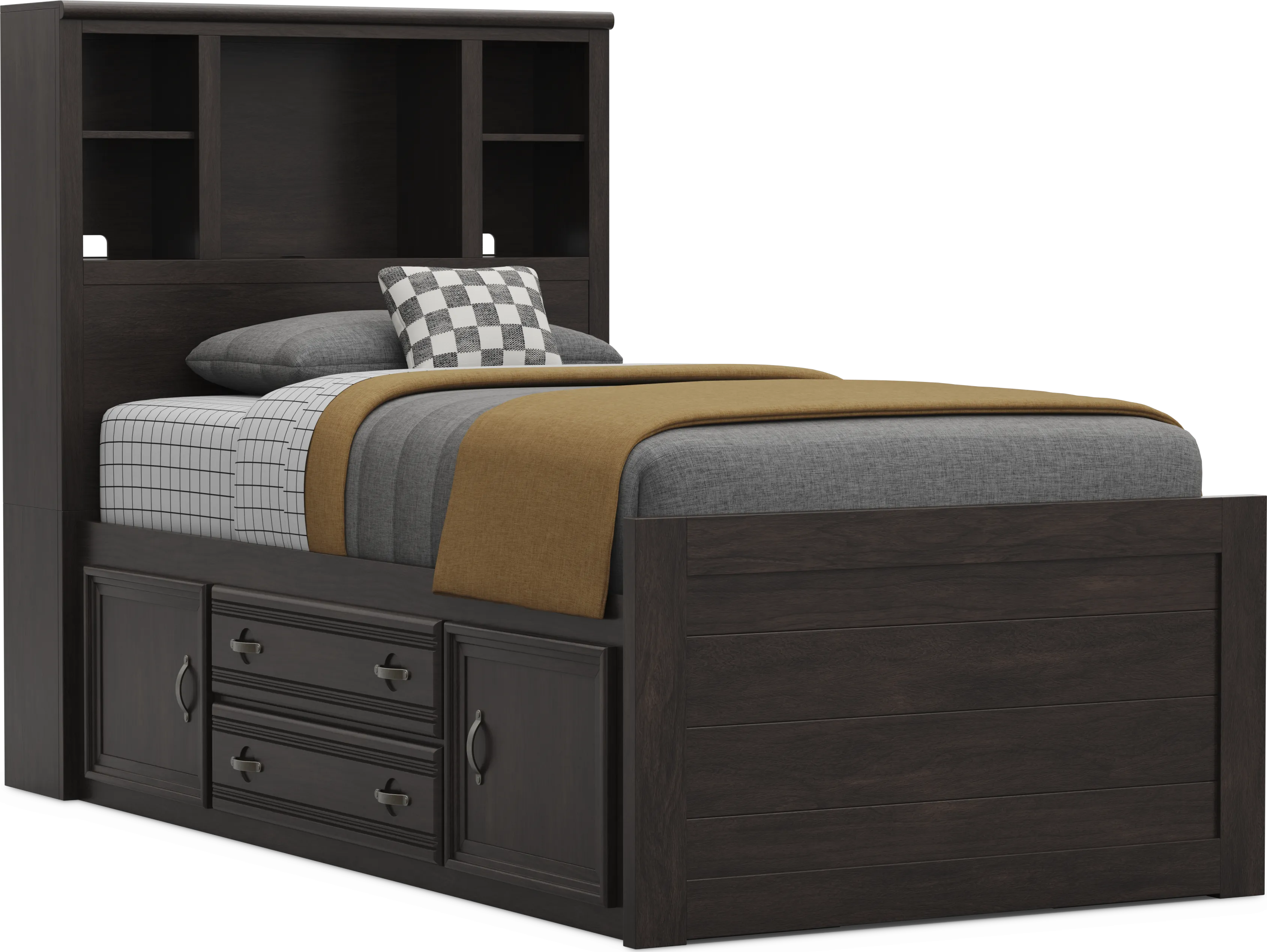 Kids Creekside 3.0 Charcoal Twin Bookcase Bed with 2 Storage Side Rails - Thumbnail - Image 1