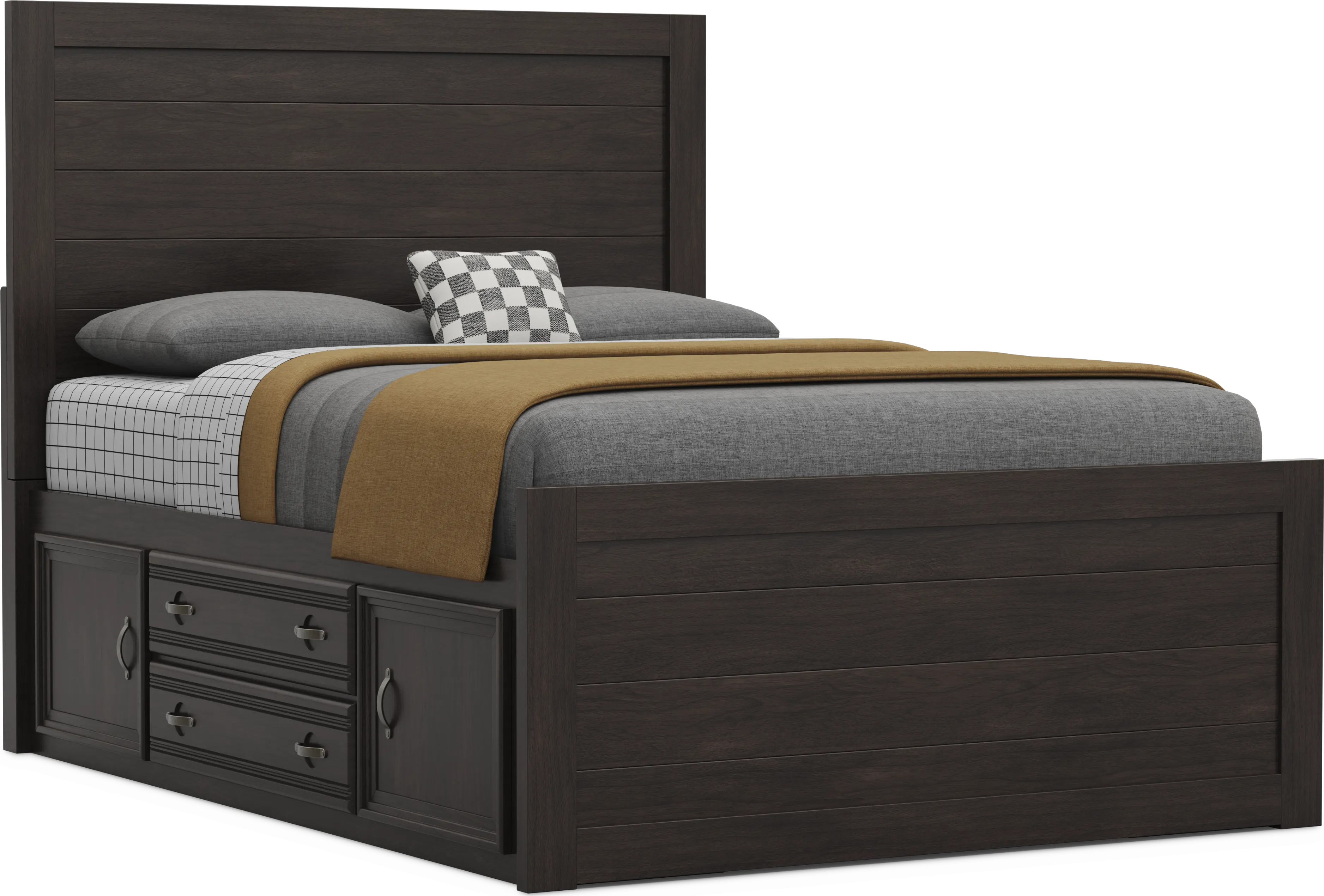 Kids Creekside 3.0 Charcoal Full Panel Bed with 2 Storage Side Rails - Thumbnail - Image 1