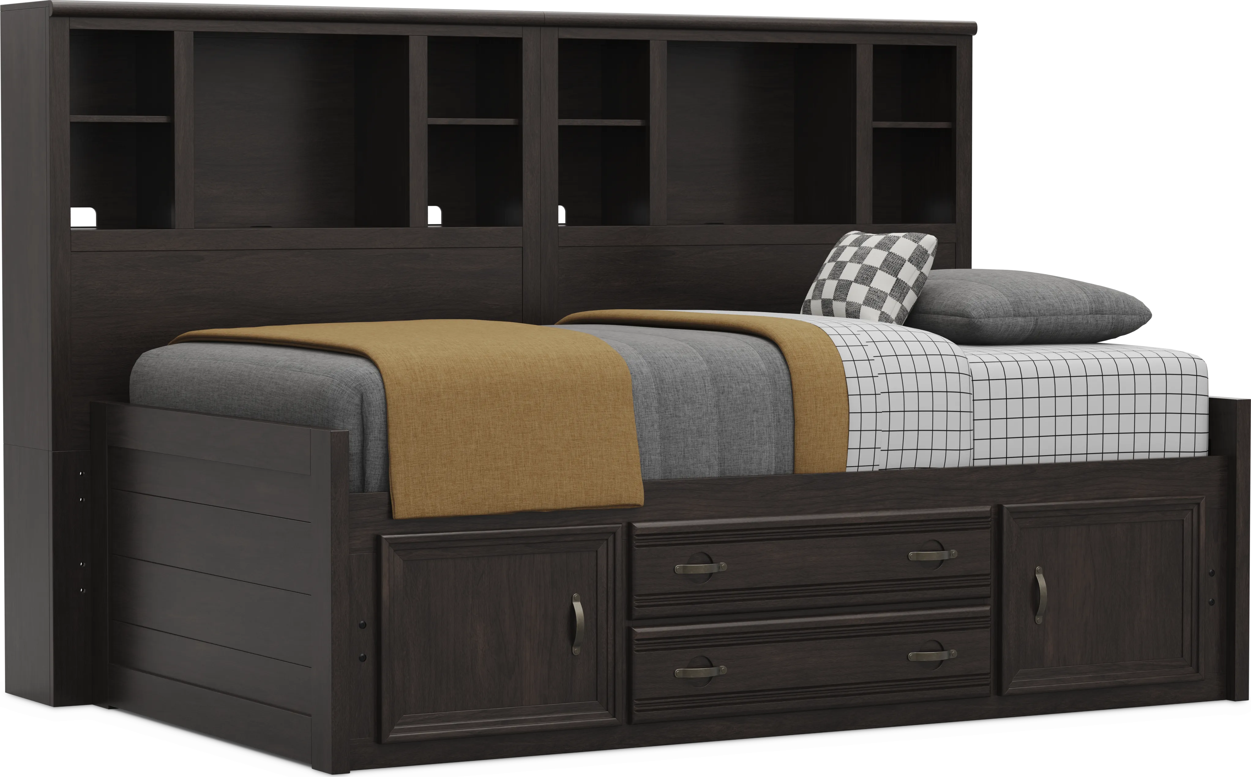 Kids Creekside 3.0 Charcoal Twin Bookcase Wall Bed with Storage Side Rail - Thumbnail - Image 1