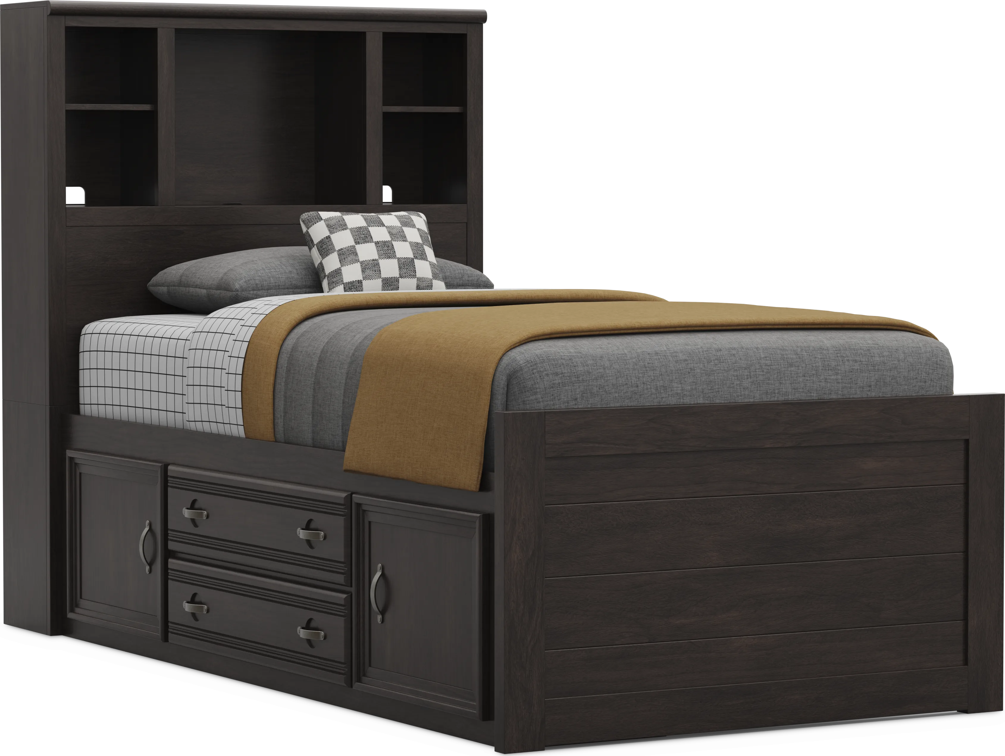 Kids Creekside 3.0 Charcoal Twin Bookcase Bed with Storage Side Rail - Thumbnail - Image 1
