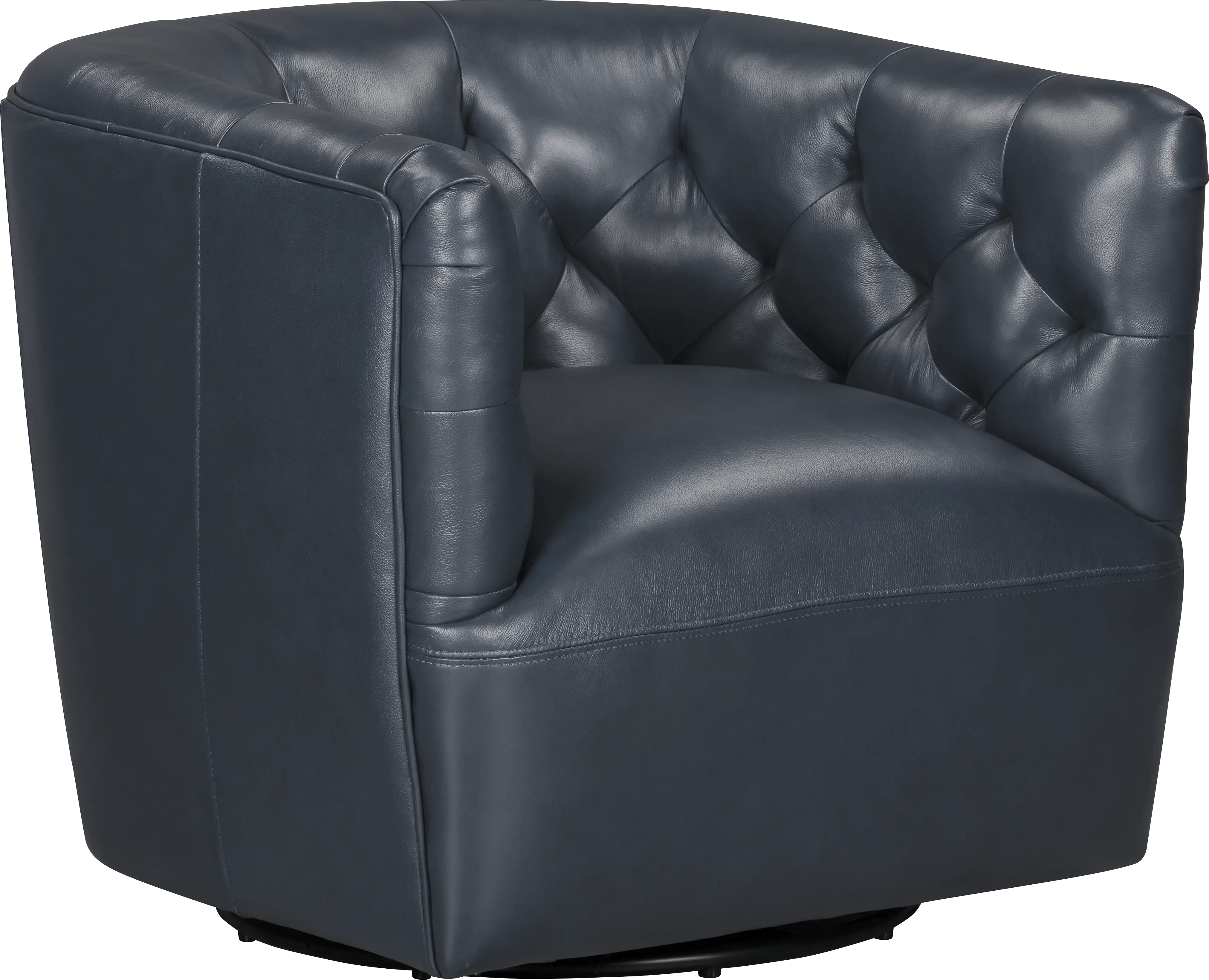 Antonio Blue Leather Swivel Chair - Thumbnail - Image 1