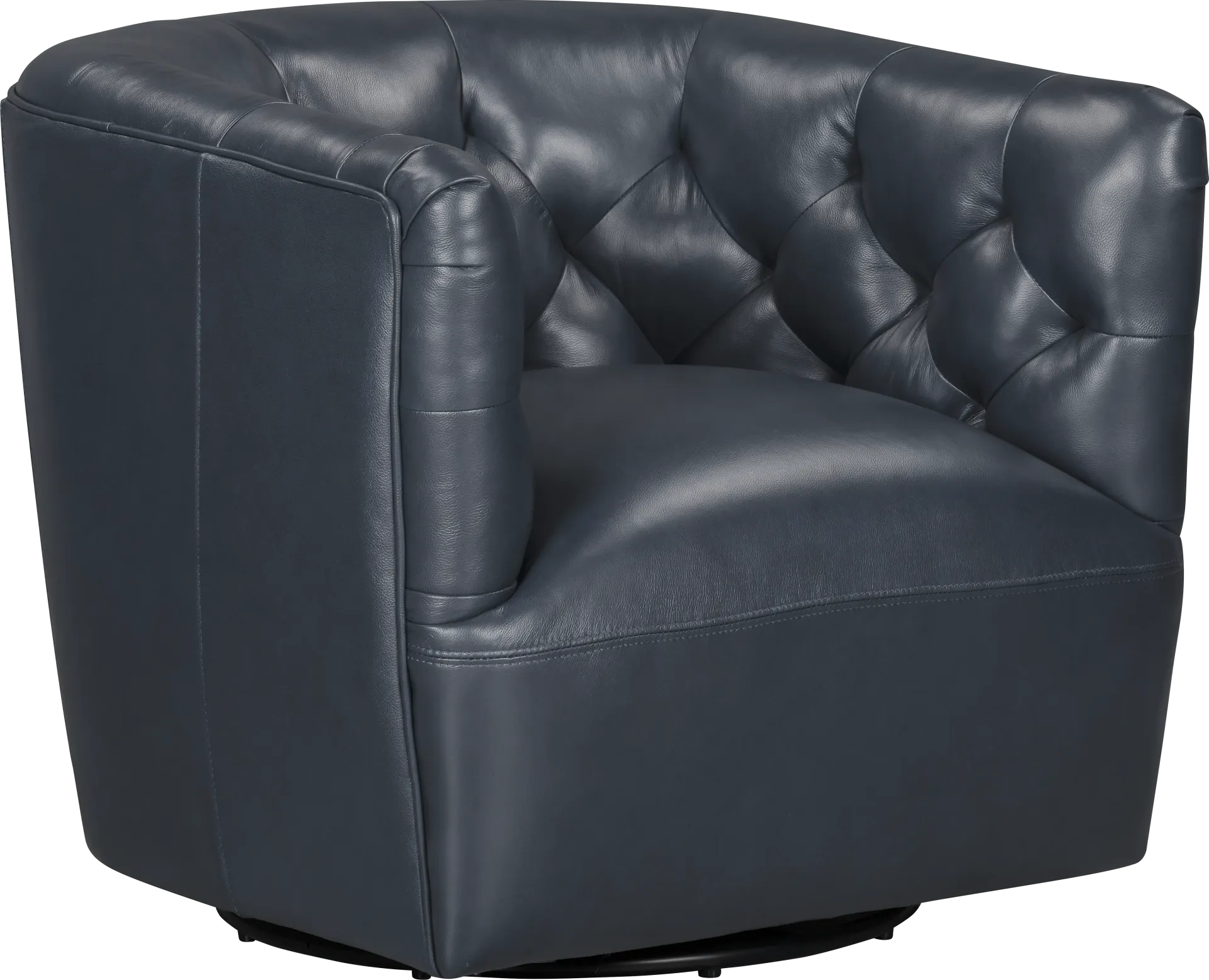 Antonio Blue Leather Swivel Chair - Image 1