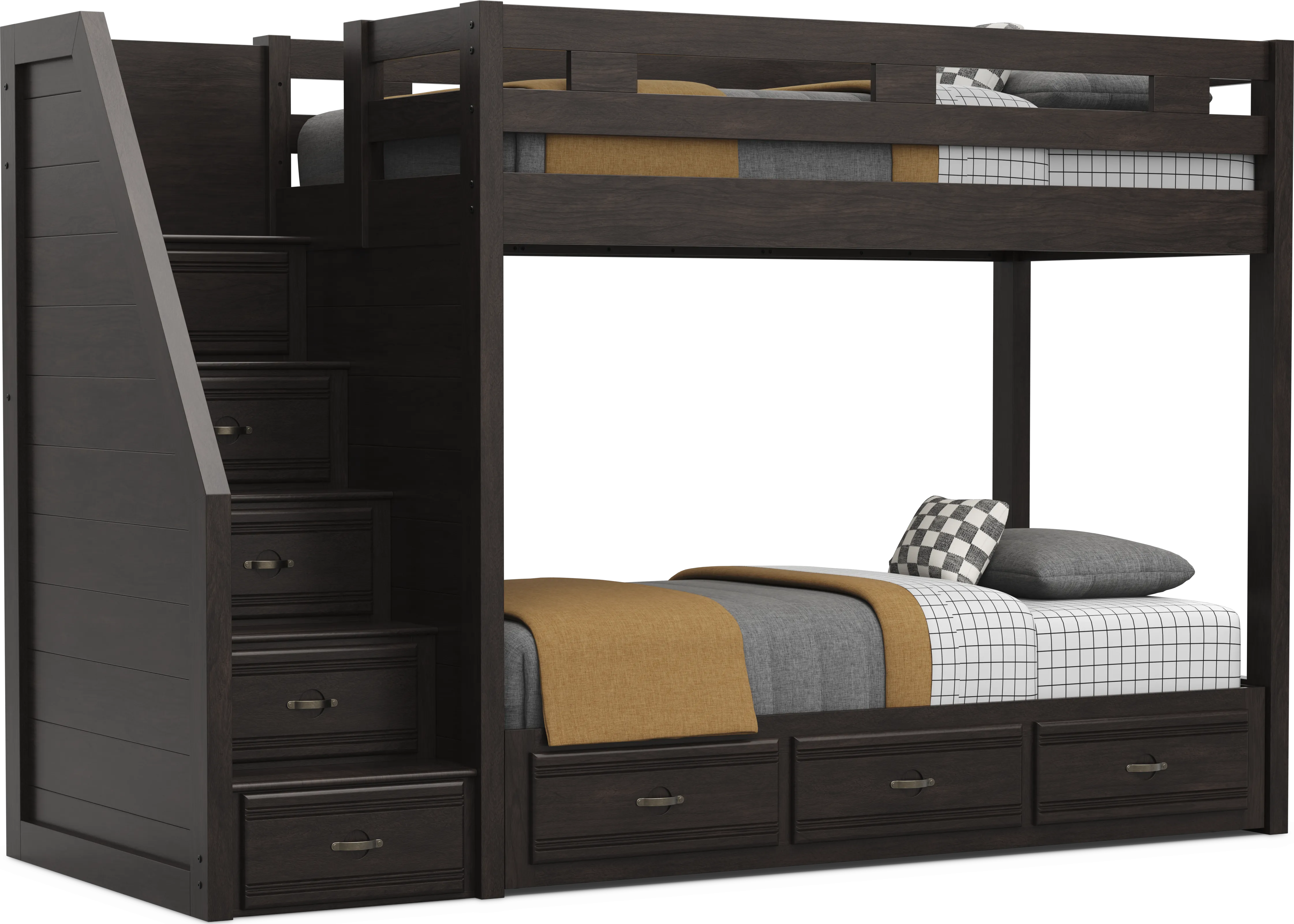 Kids Creekside 3.0 Charcoal Twin/Twin Step Bunk Bed - Thumbnail - Image 1