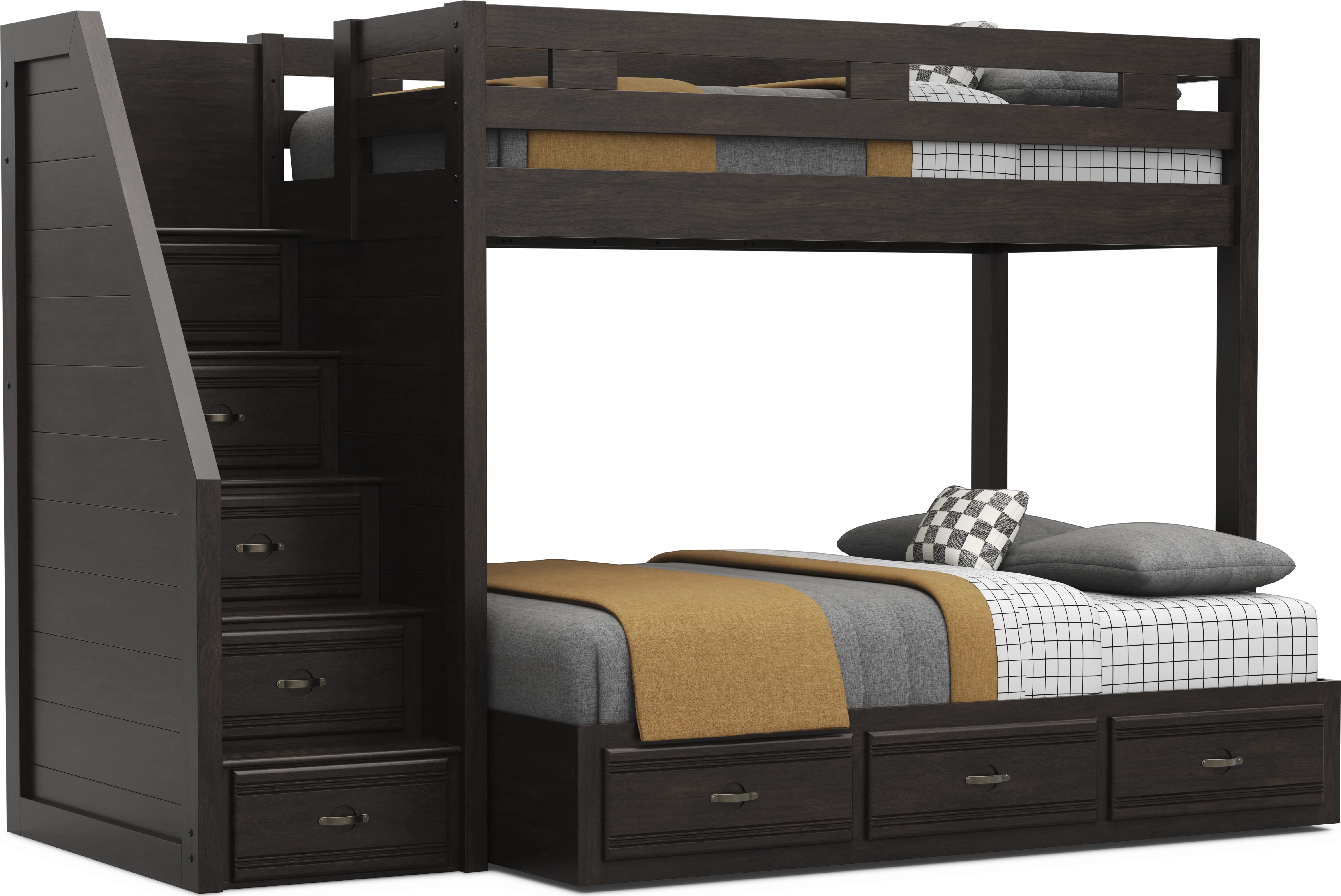 Kids Creekside 3.0 Charcoal Twin/Full Step Bunk Bed - Thumbnail - Image 1