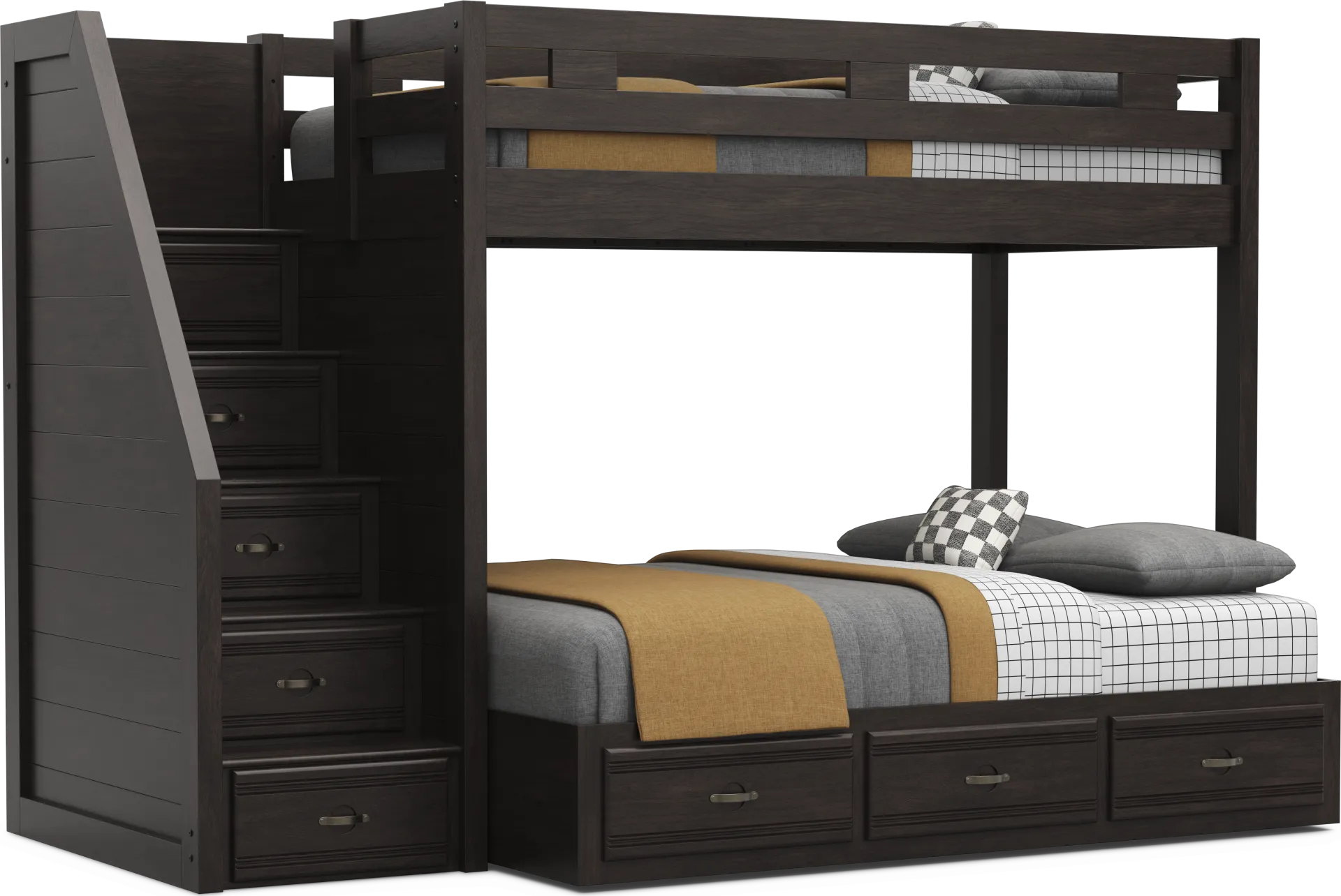 Kids Creekside 3.0 Charcoal Twin/Full Step Bunk Bed - Image 1