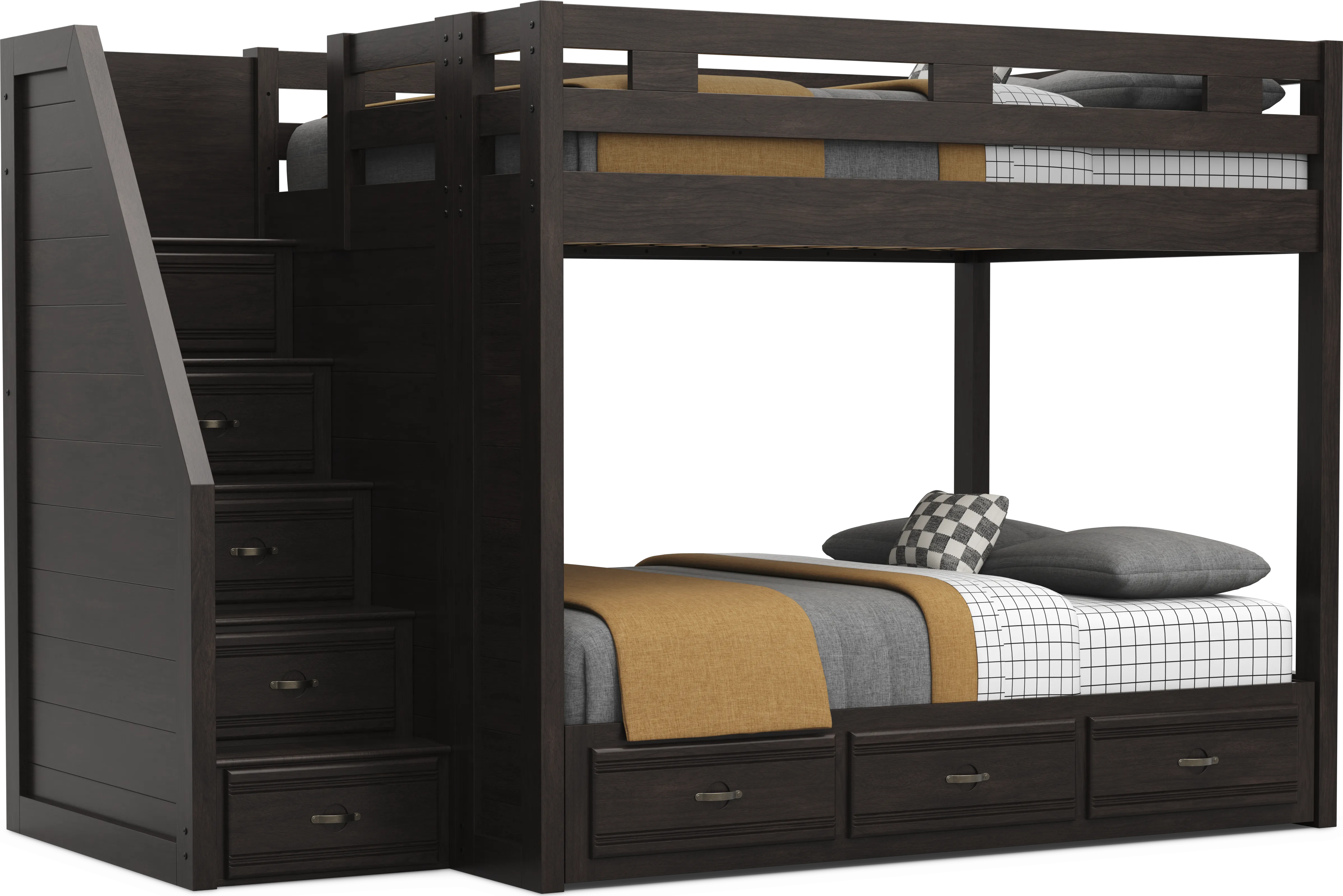 Kids Creekside 3.0 Charcoal Full/Full Step Bunk Bed - Thumbnail - Image 1