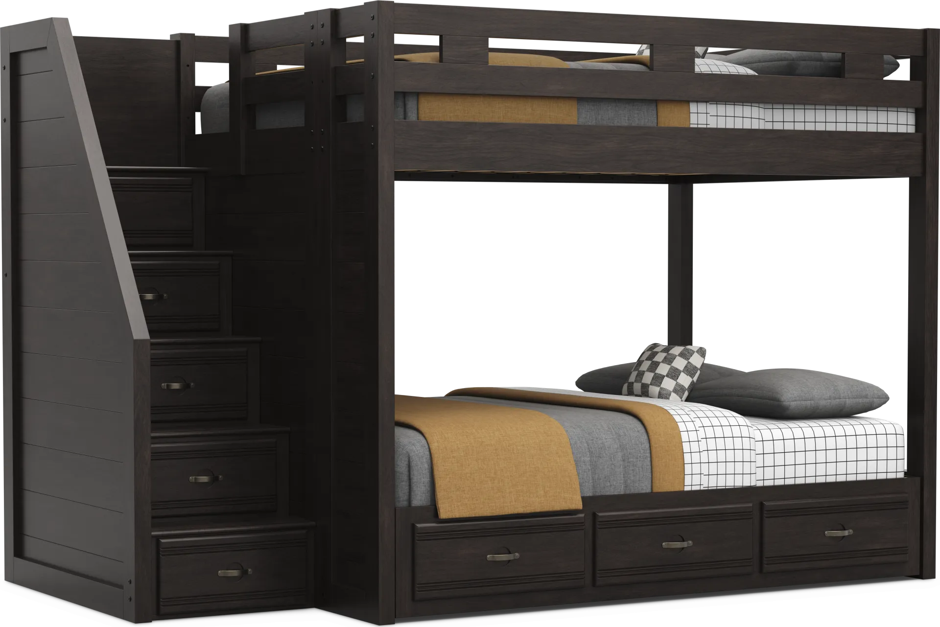 Kids Creekside 3.0 Charcoal Full/Full Step Bunk Bed - Image 1