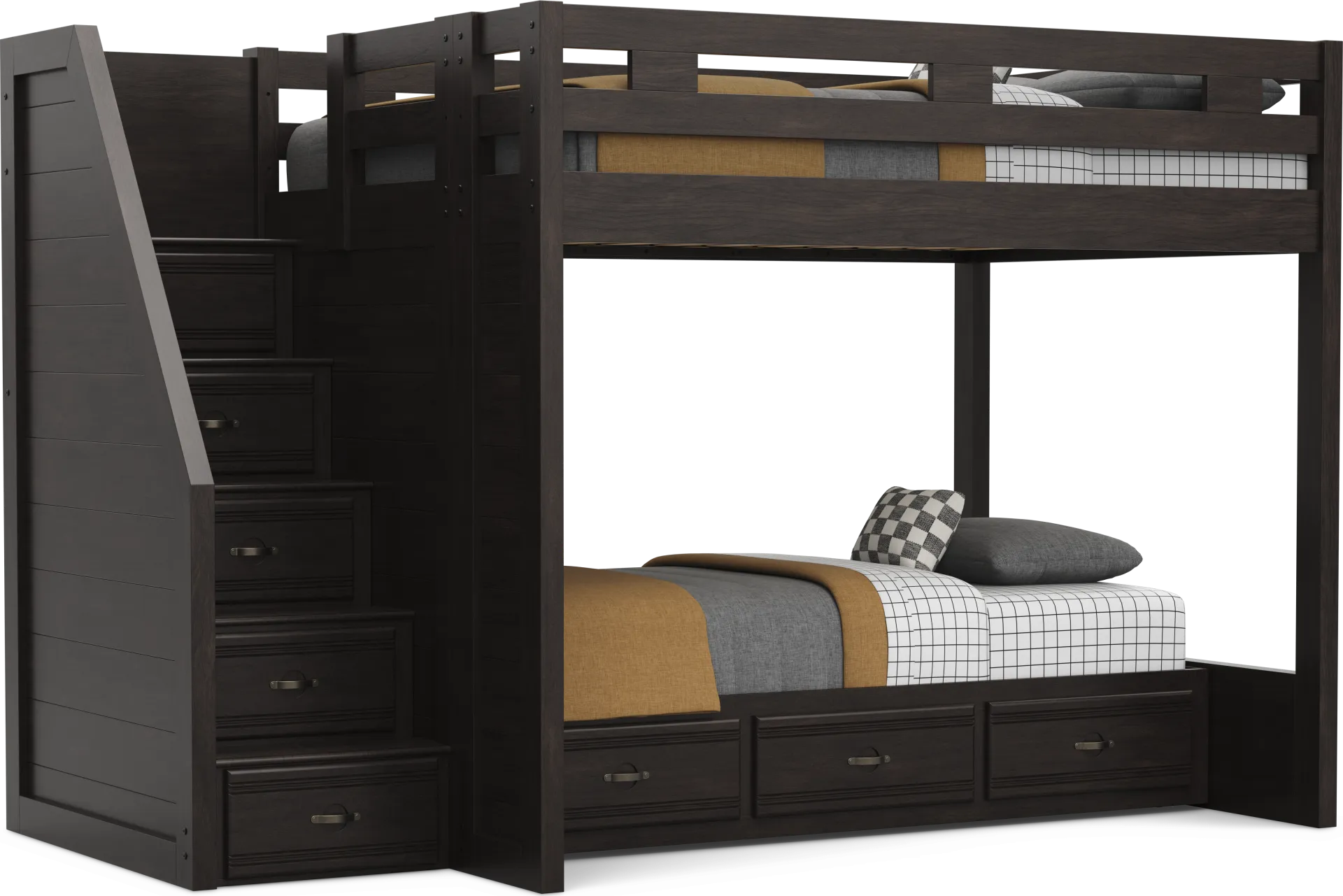 Kids Creekside 3.0 Charcoal Full/Twin Step Bunk Bed - Image 1